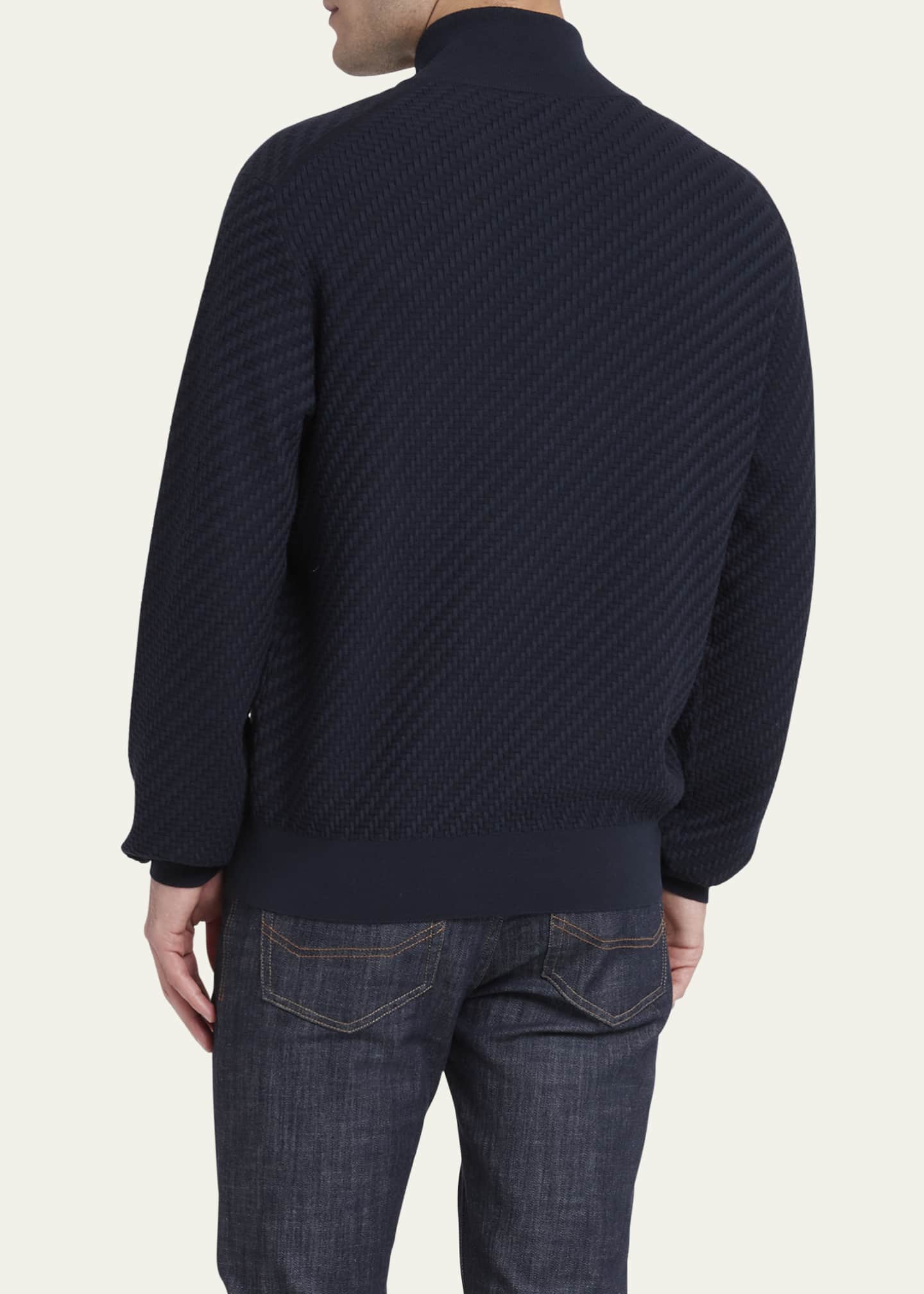 Brioni Men's Cotton-Silk Blend Quarter-Zip Sweater Image 3 of 5