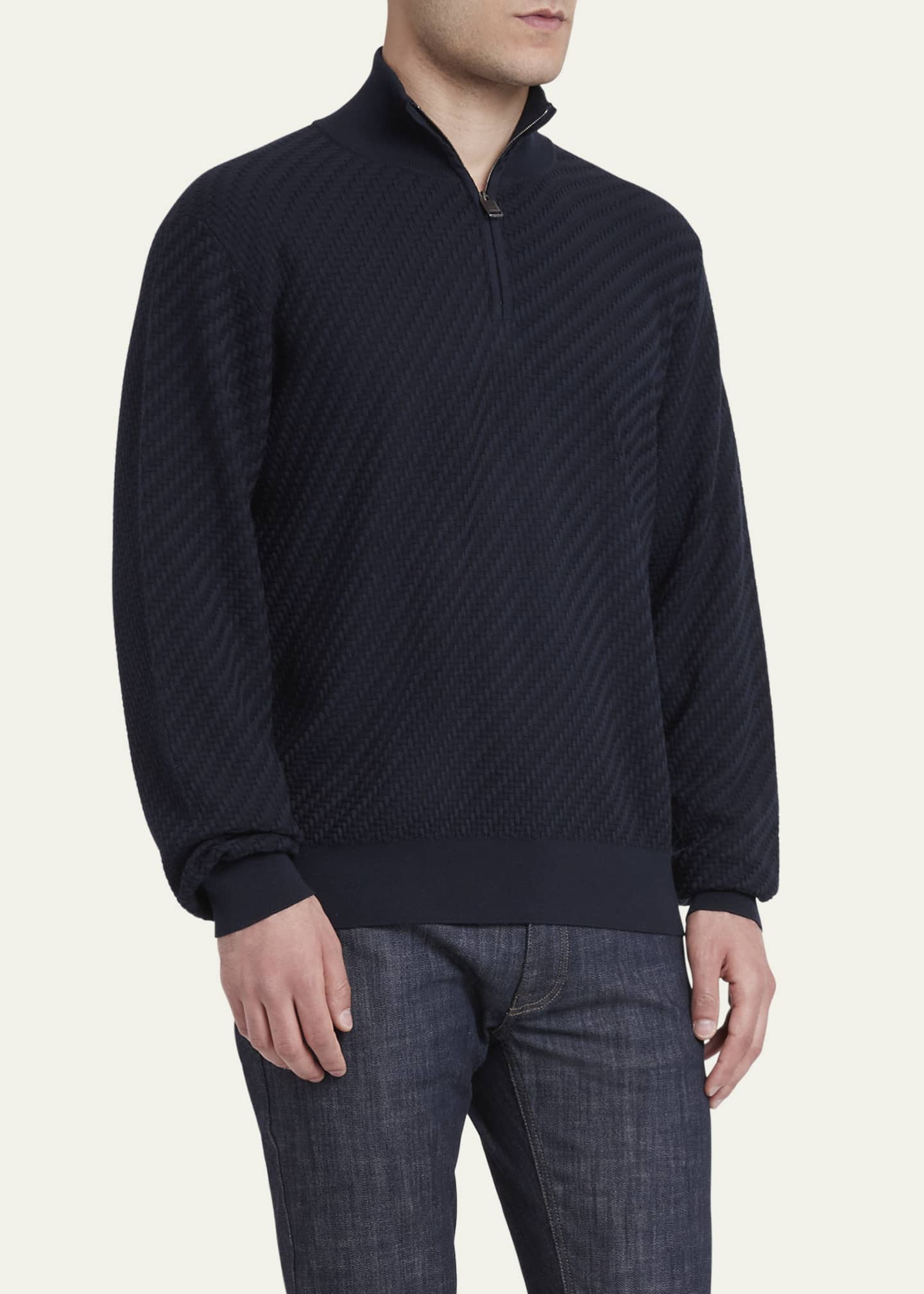 Brioni Men's Cotton-Silk Blend Quarter-Zip Sweater Image 4 of 5