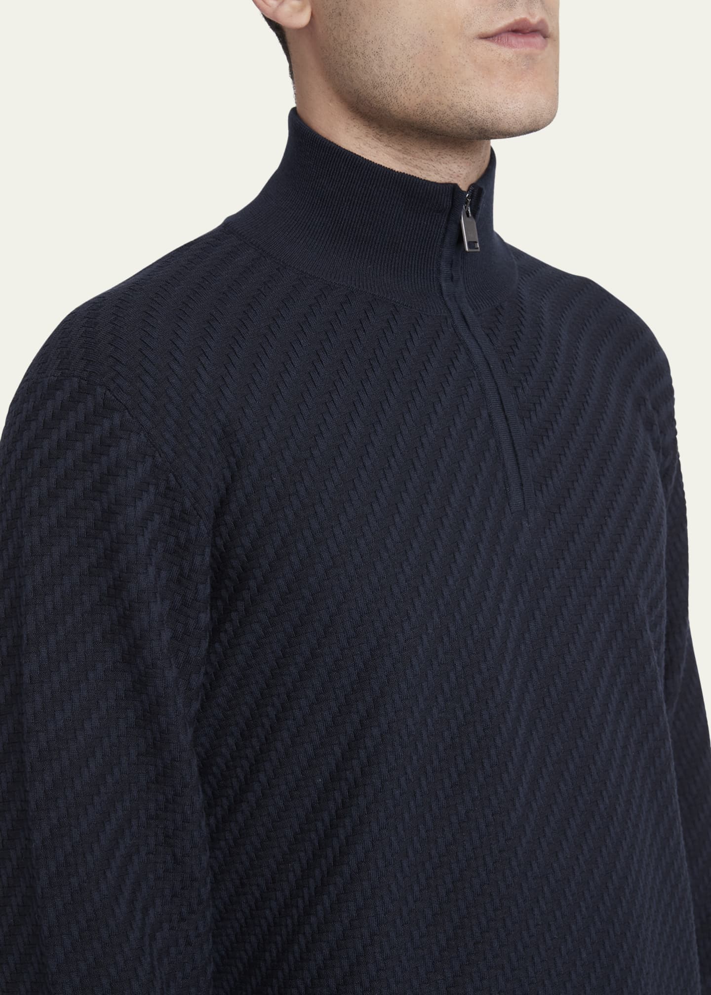Brioni Men's Cotton-Silk Blend Quarter-Zip Sweater Image 5 of 5