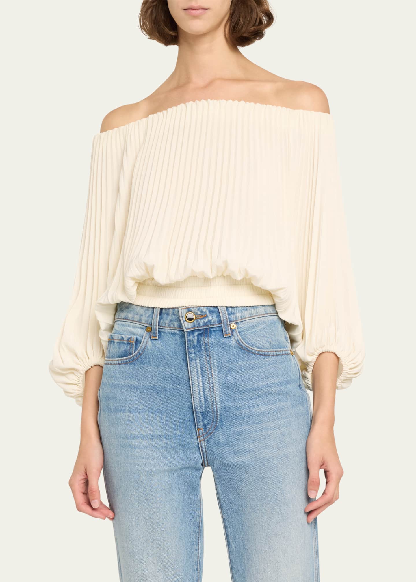 A.L.C. Sienna Pleated Off-The-Shoulder Top Image 4 of 5
