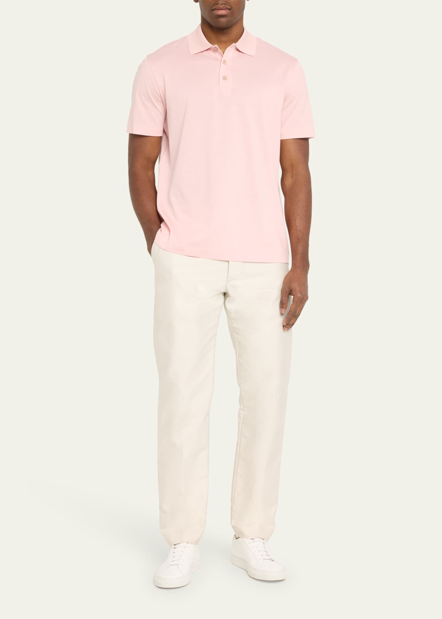 Brioni Men's Solid Cotton Polo Shirt Image 2 of 5