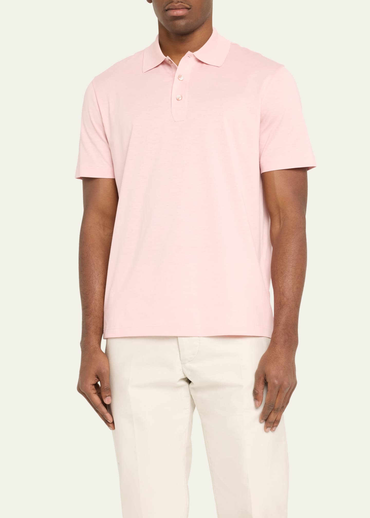 Brioni Men's Solid Cotton Polo Shirt Image 4 of 5