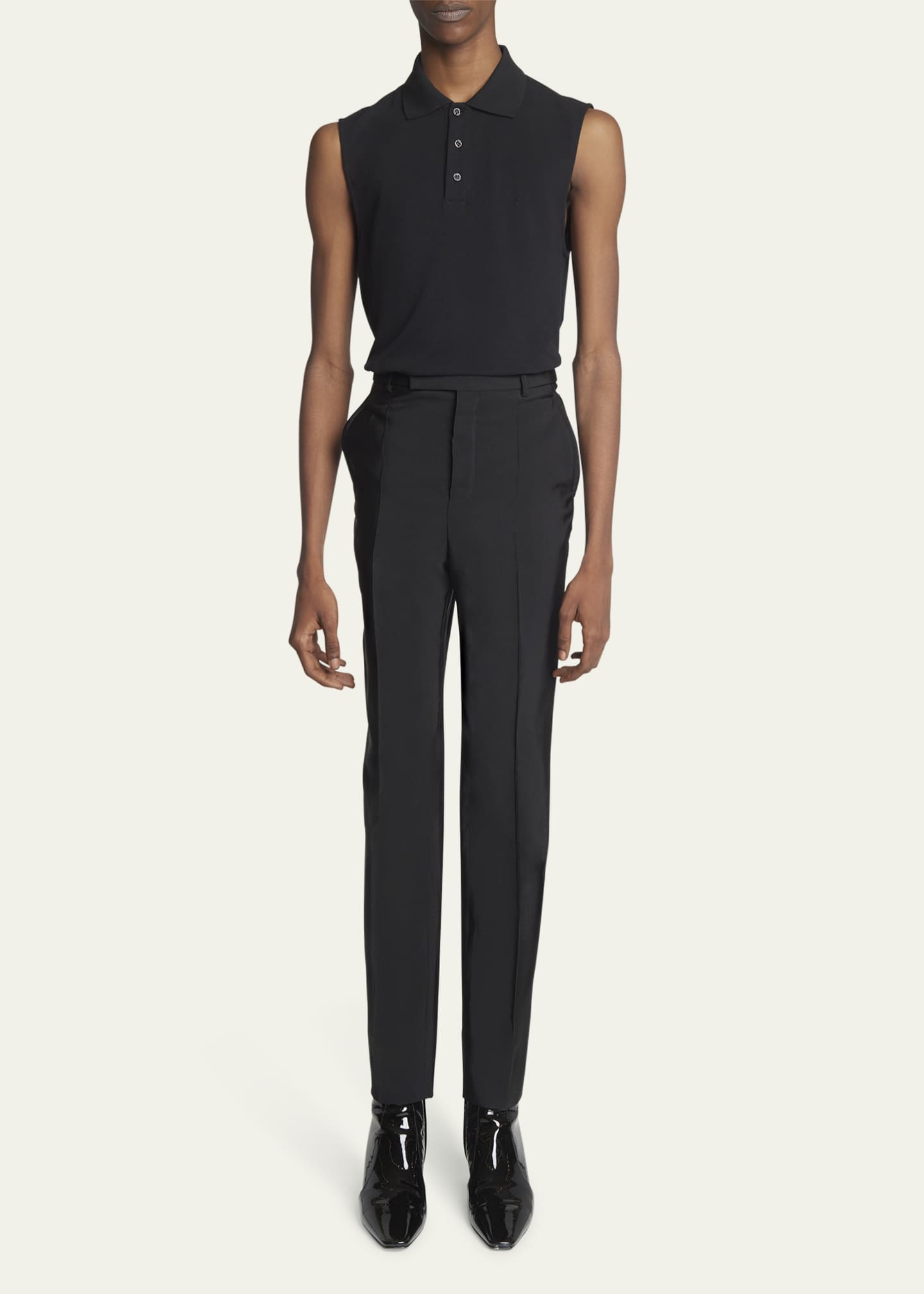 Saint Laurent Men s Sleeveless Pique Polo Shirt
