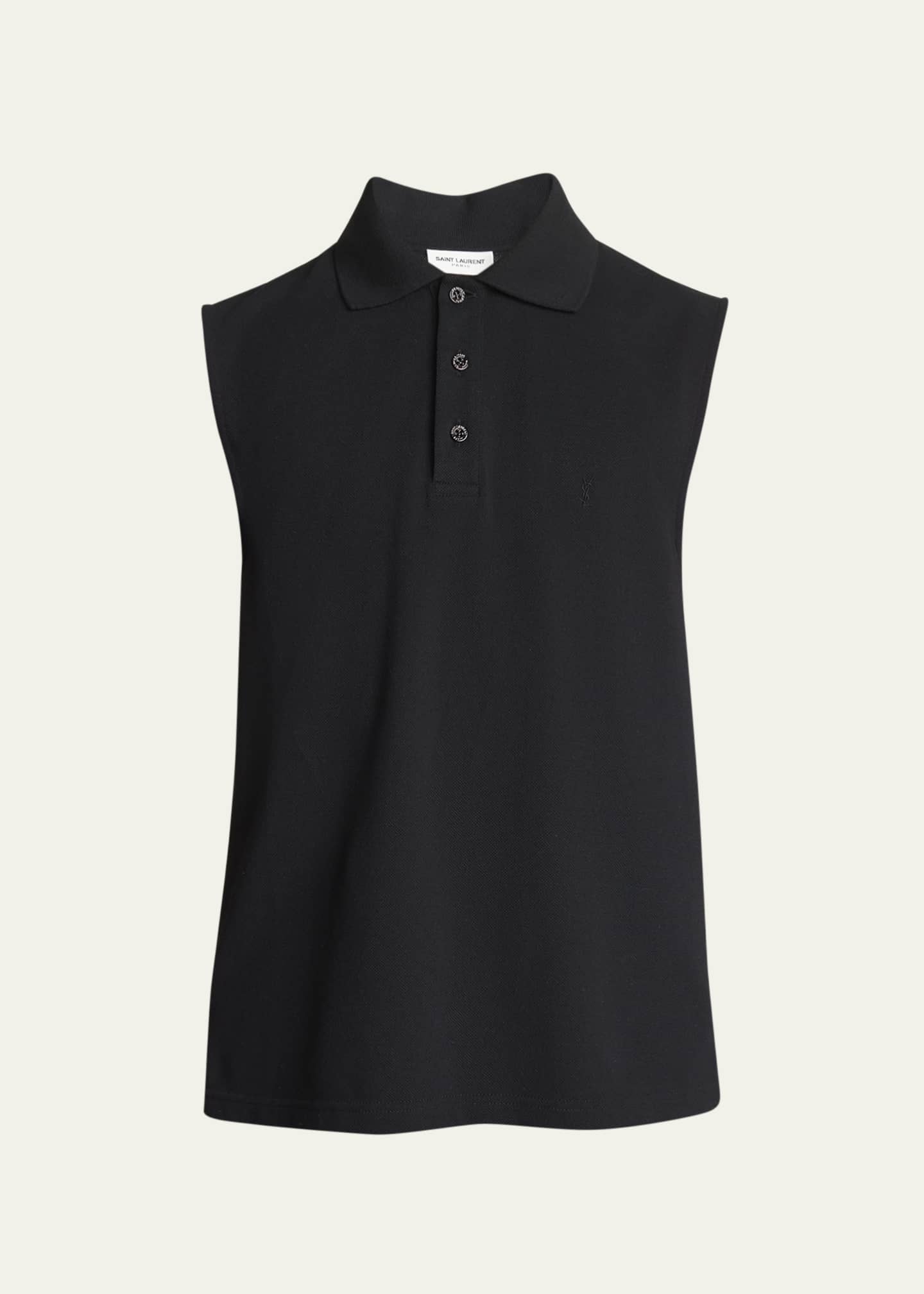 Saint Laurent Men's Sleeveless Pique Polo Shirt