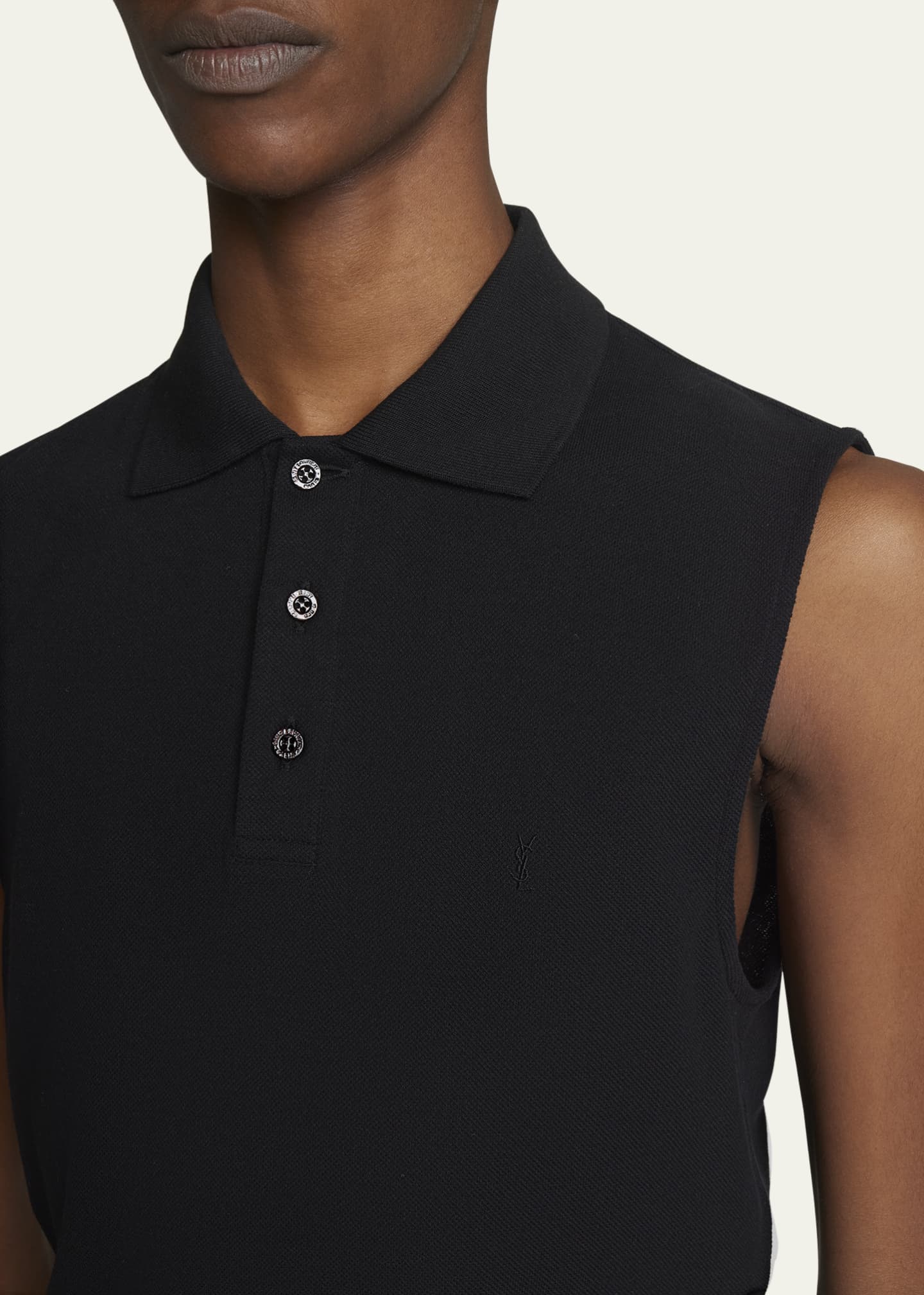 Saint Laurent Men's Sleeveless Pique Polo Shirt