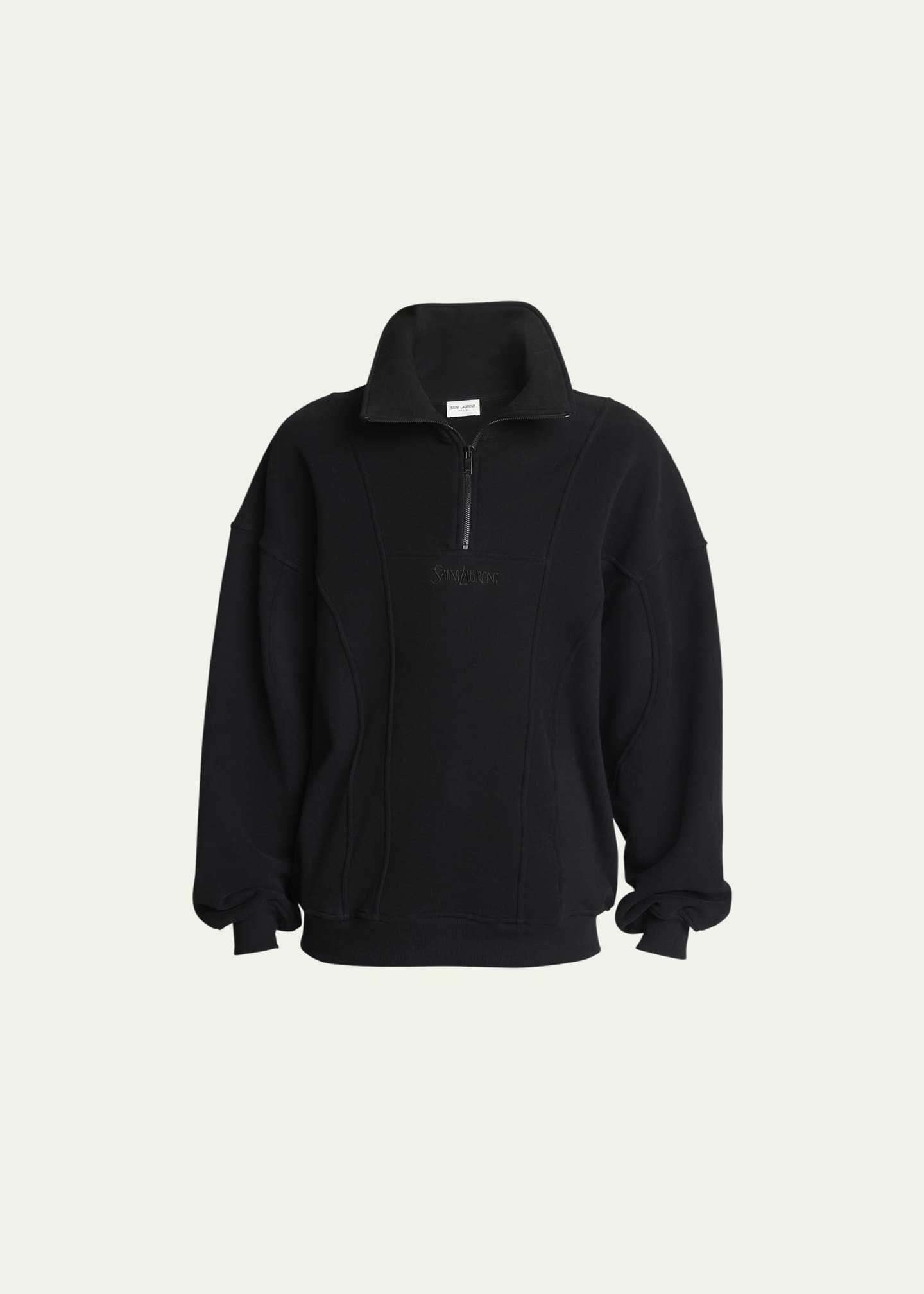 Saint Laurent Men's Quarter-Zip Logo Sweatshirt - Bergdorf
