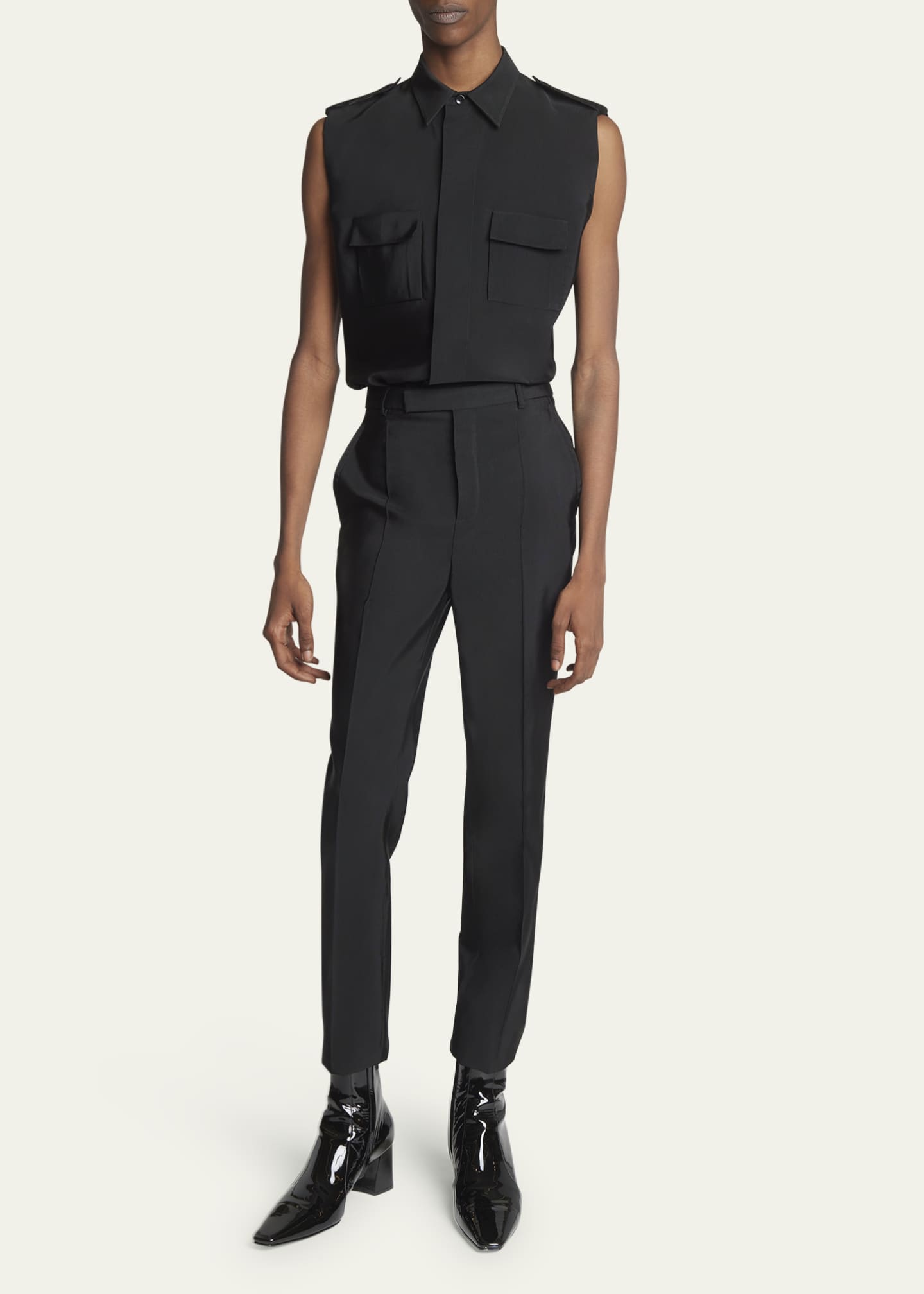 Saint Laurent Men's Sahara Sleeveless Button-Down Shirt Image 2 of 5