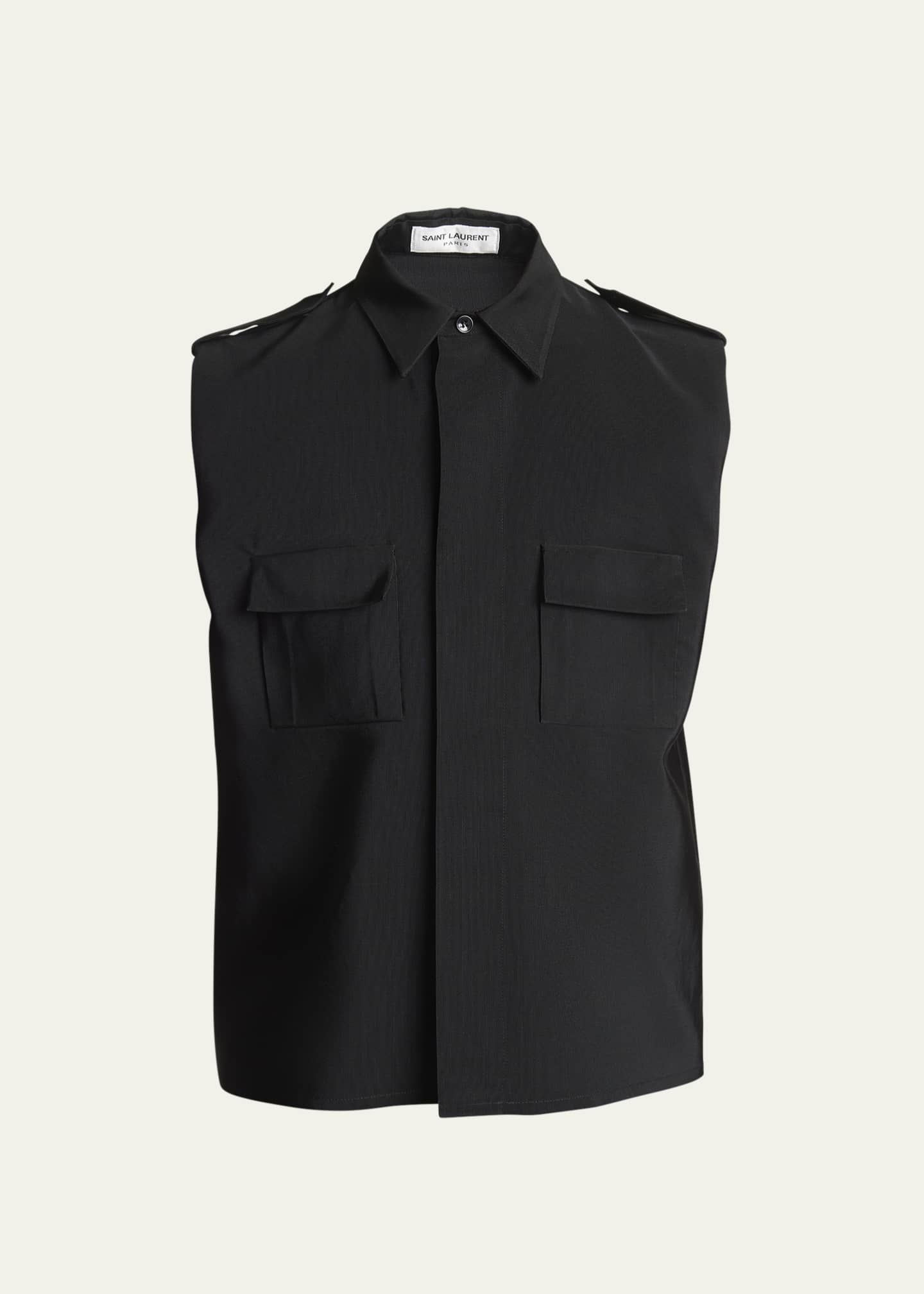 Saint Laurent Men's Sahara Sleeveless Button-Down Shirt Image 1 of 5