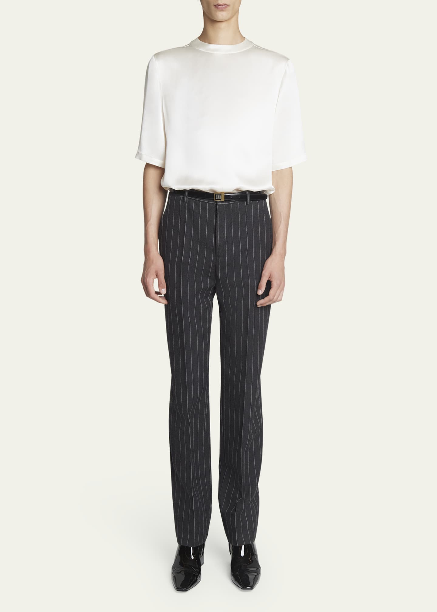 Saint Laurent Men's Satin Crepe T-Shirt Image 2 of 5