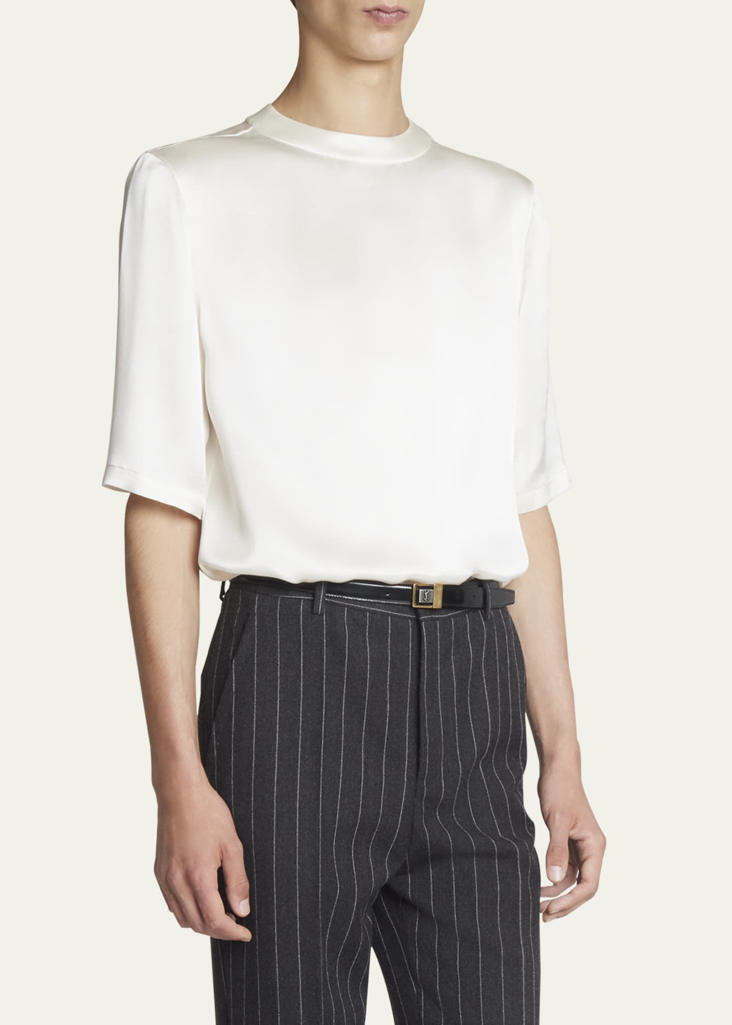 Saint Laurent Men's Satin Crepe T-Shirt Image 4 of 5