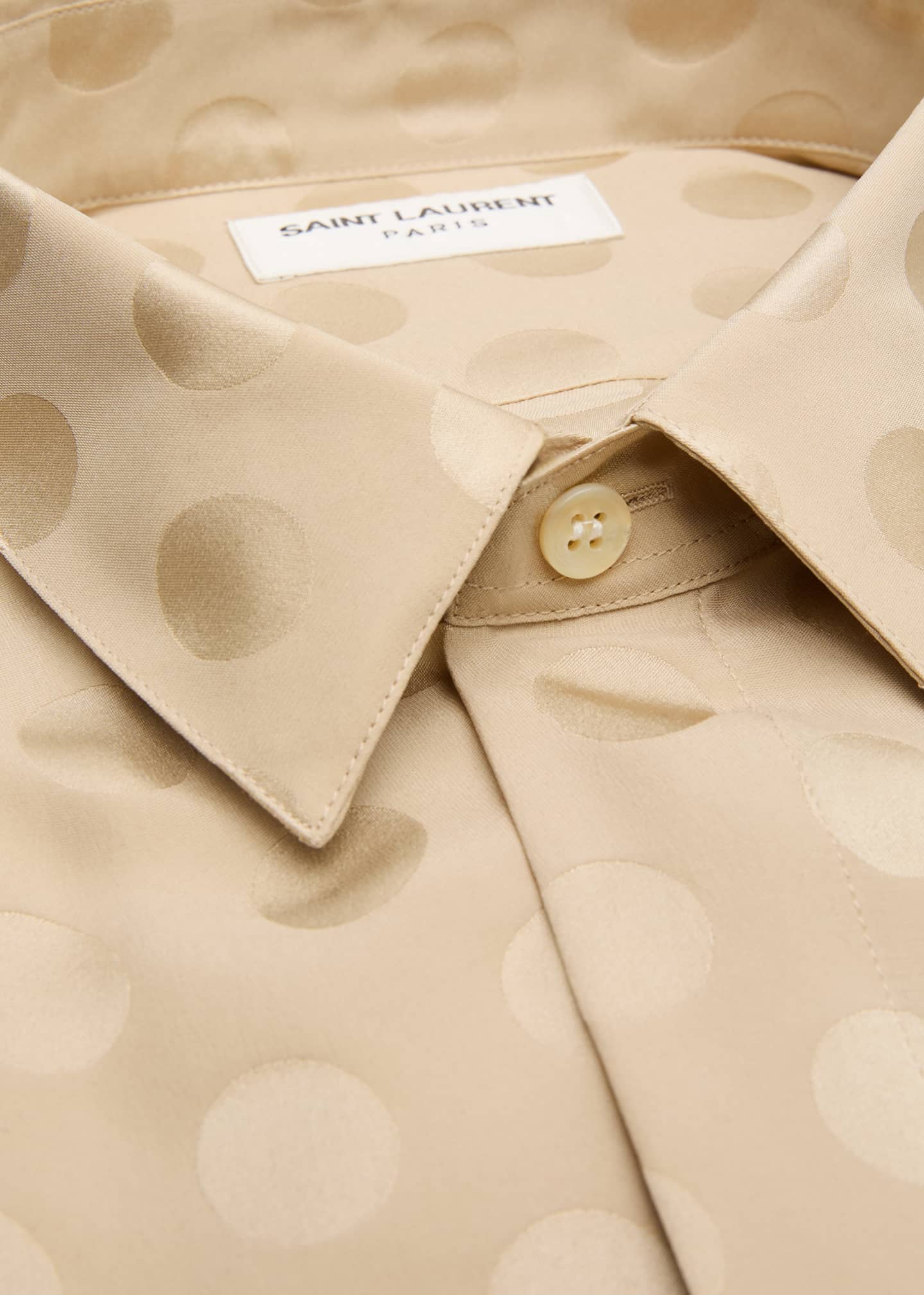 Saint Laurent Men's Polka Dot Jacquard Dress Shirt Image 2 of 5