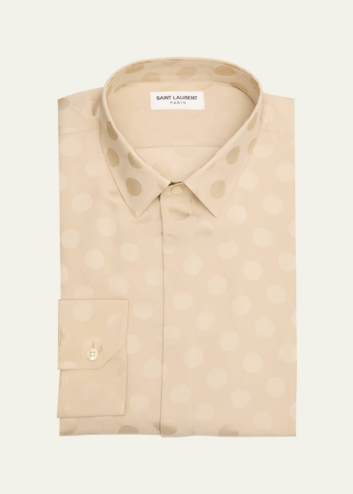 Saint Laurent Men's Polka Dot Jacquard Dress Shirt Image 1 of 5