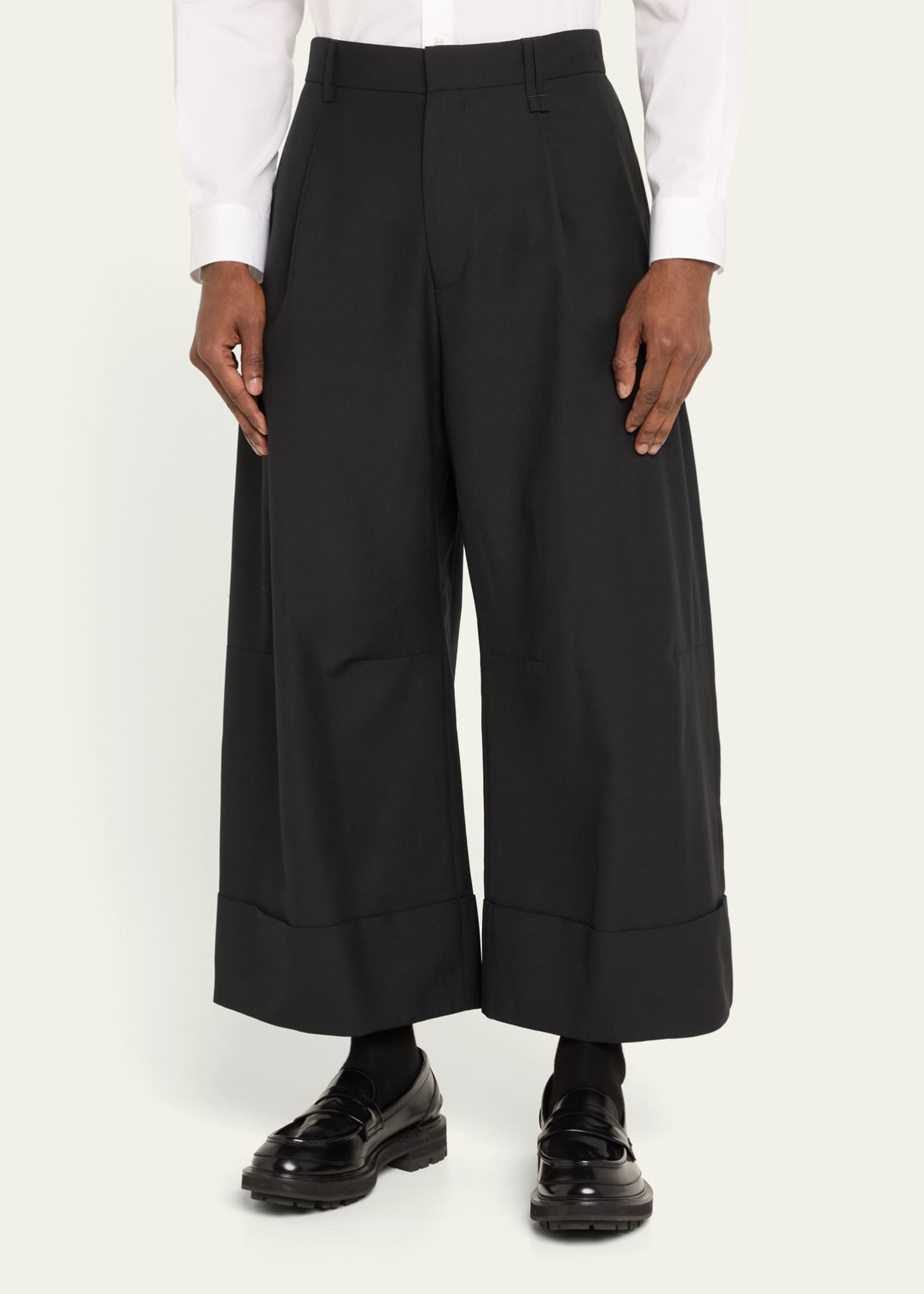Wide leg cuffed trousers clearance