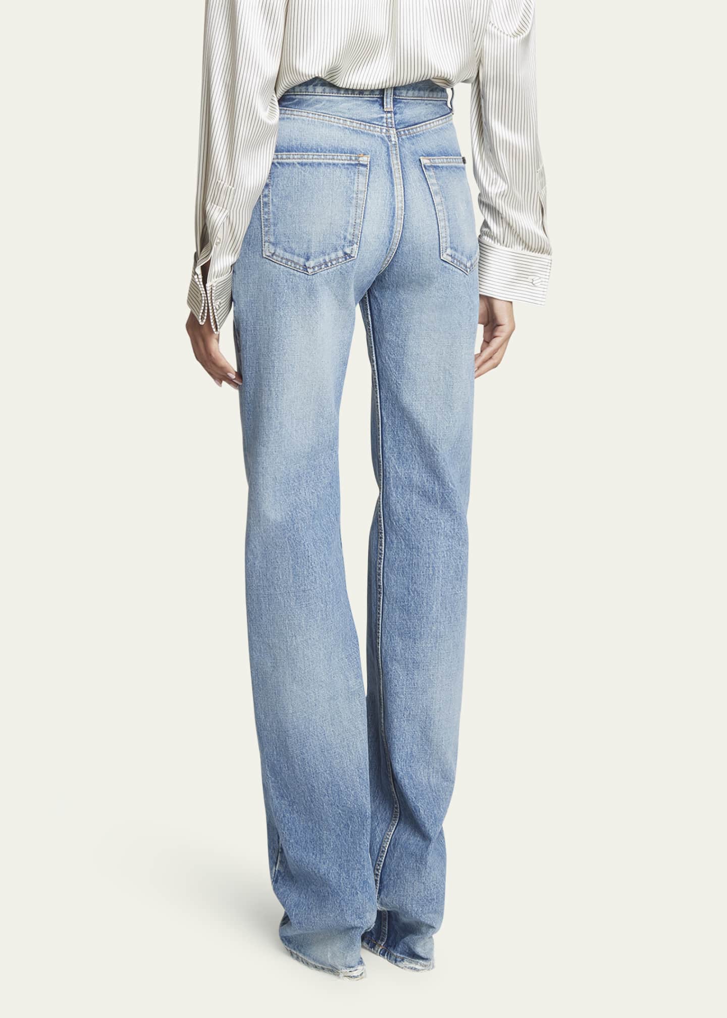 Saint Laurent Long Straight-Leg Denim Jeans Image 3 of 5