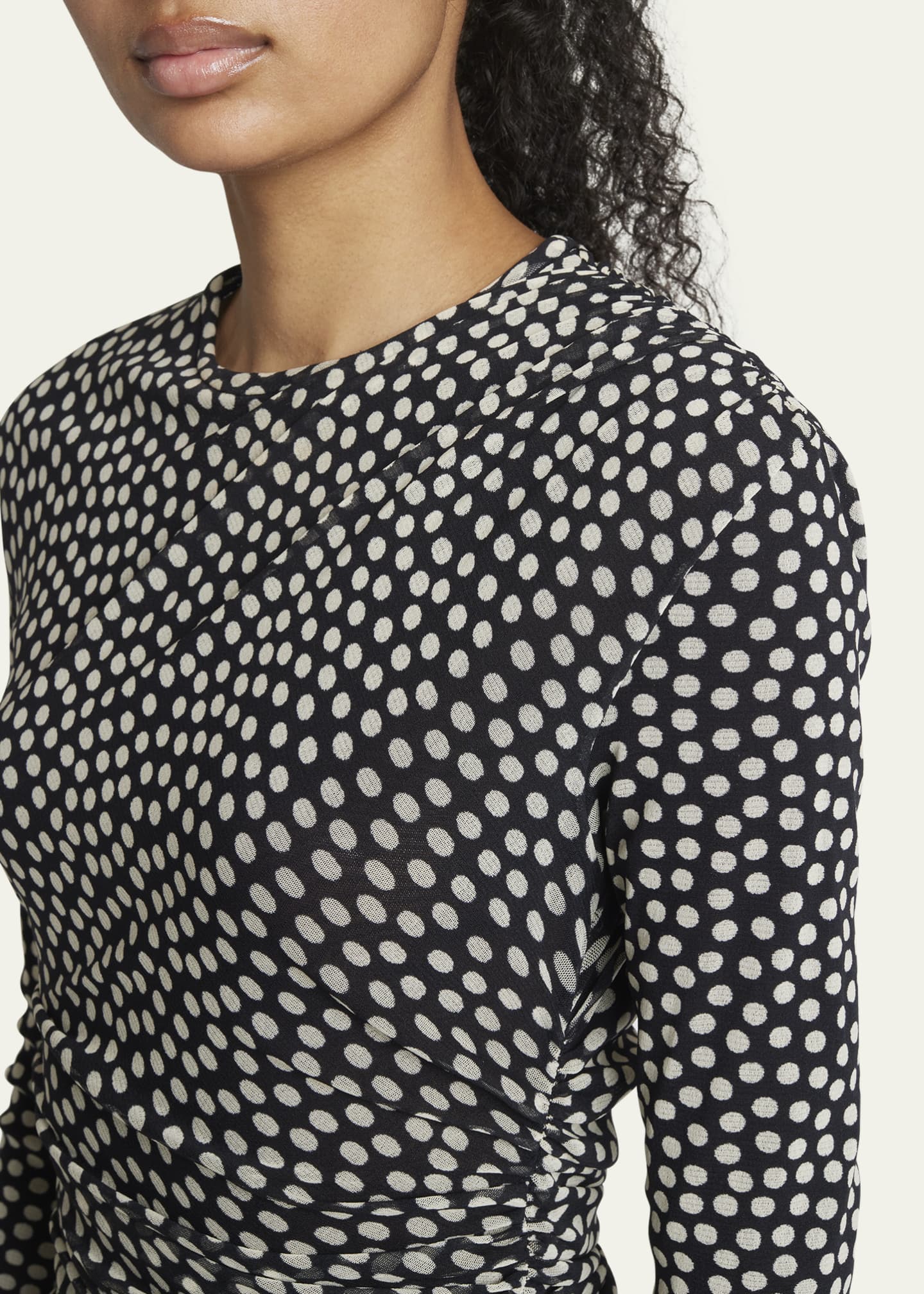 Saint Laurent Ruched Polka Dot Mini Dress Image 5 of 5
