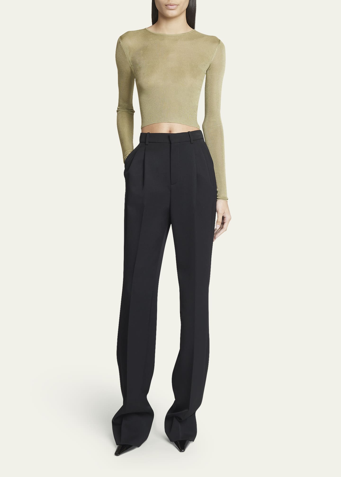 Saint Laurent Crushed Velvet Skinny-Leg Pants - Bergdorf Goodman