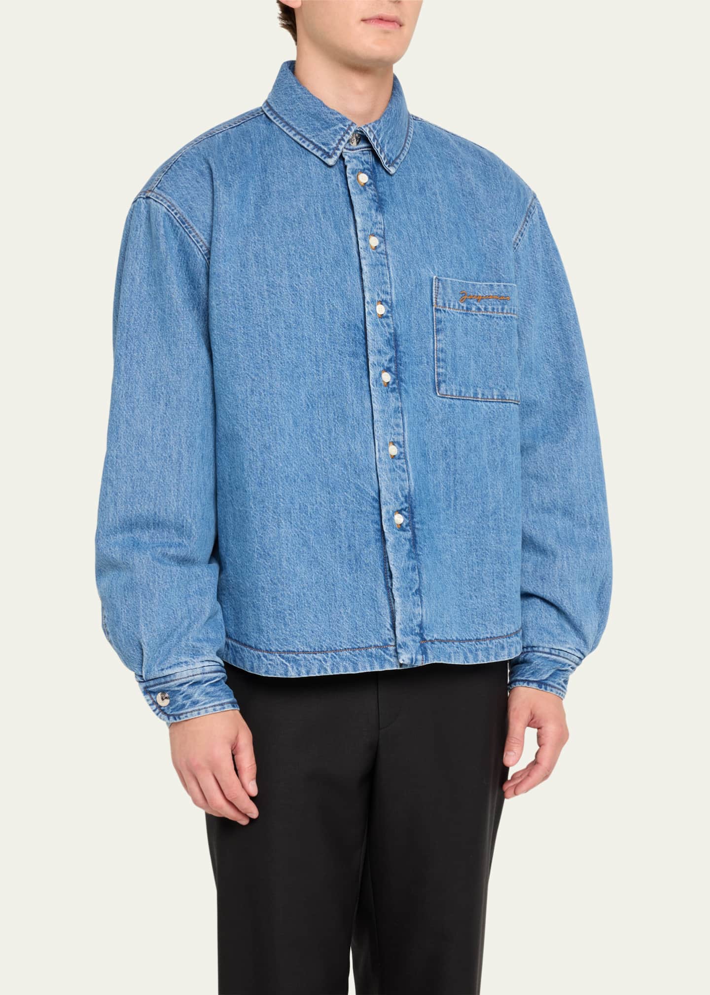 Jacquemus Men's Padded Boulanger Denim Shirt Image 4 of 5