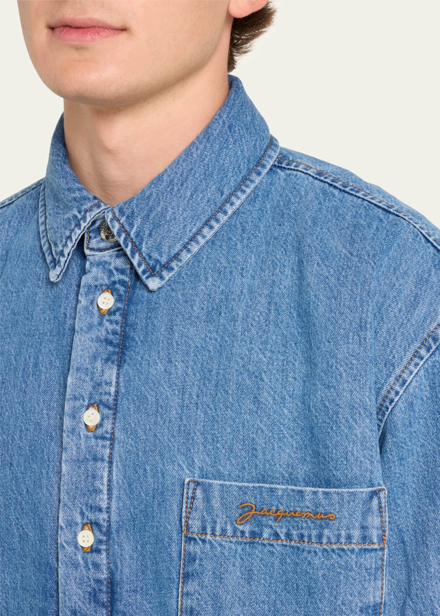 Jacquemus Men's Padded Boulanger Denim Shirt Image 5 of 5