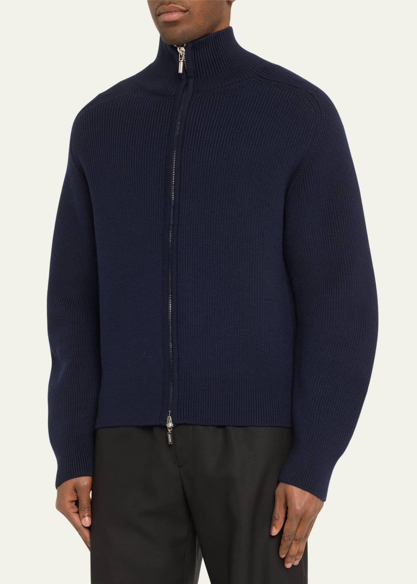 Men's ribbed full zip sweater discount