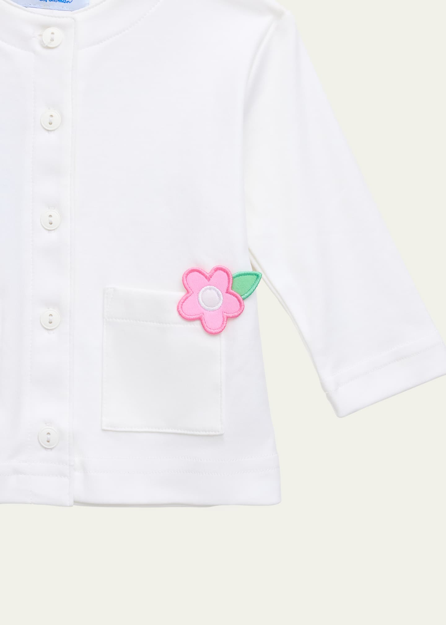 Florence Eiseman Girl's White Knit Cardigan with Flowers Bergdorf Goodman