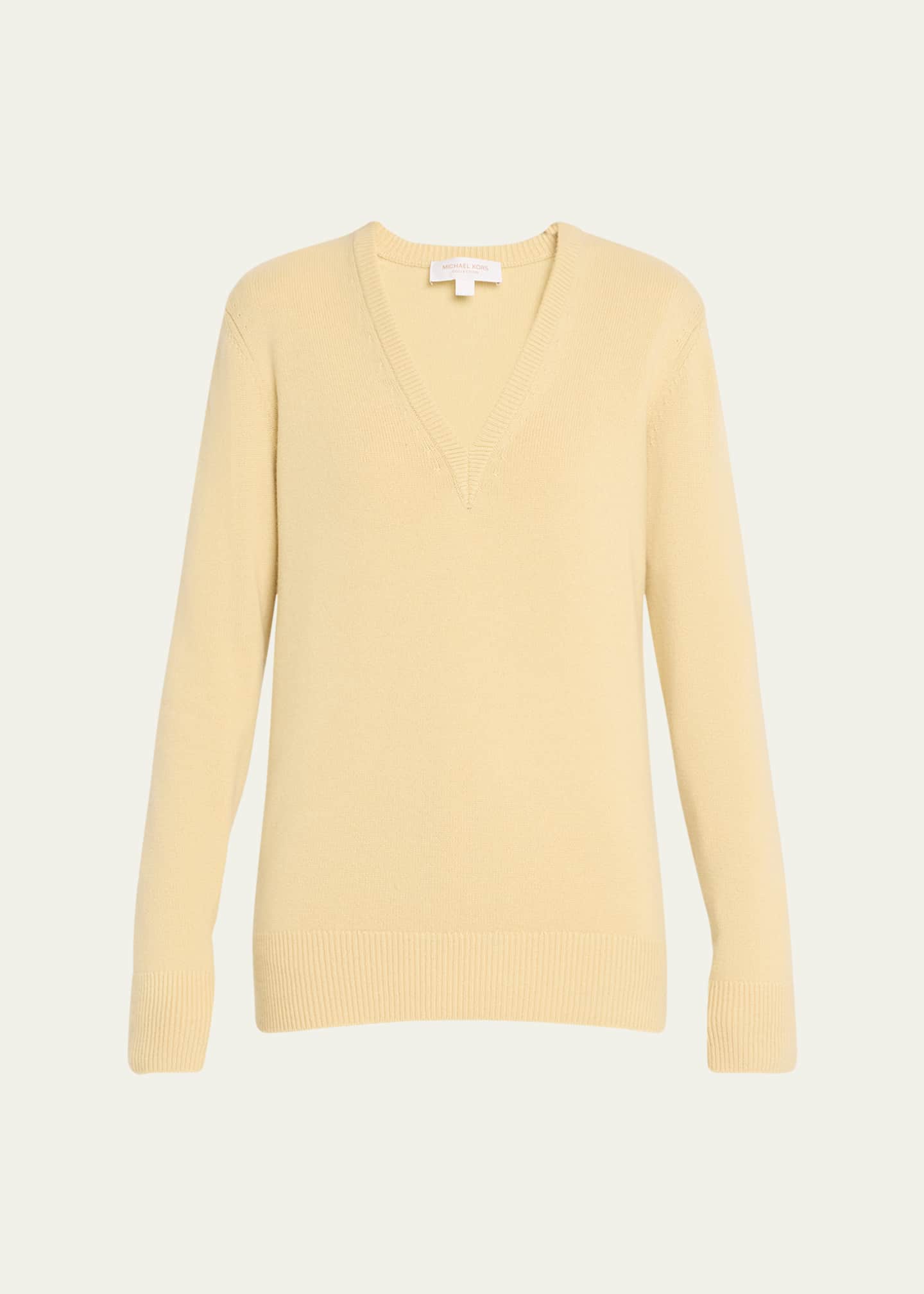 Michael Kors Collection Plunging V Neck Long Sleeve Cashmere Sweater Bergdorf Goodman