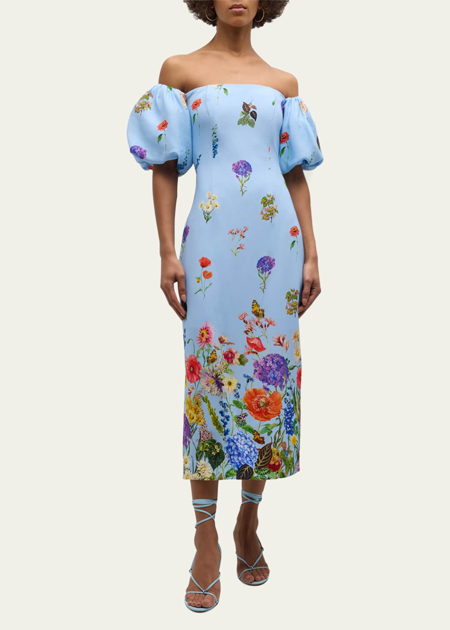 Warehouse puff sleeve crepe dress discount