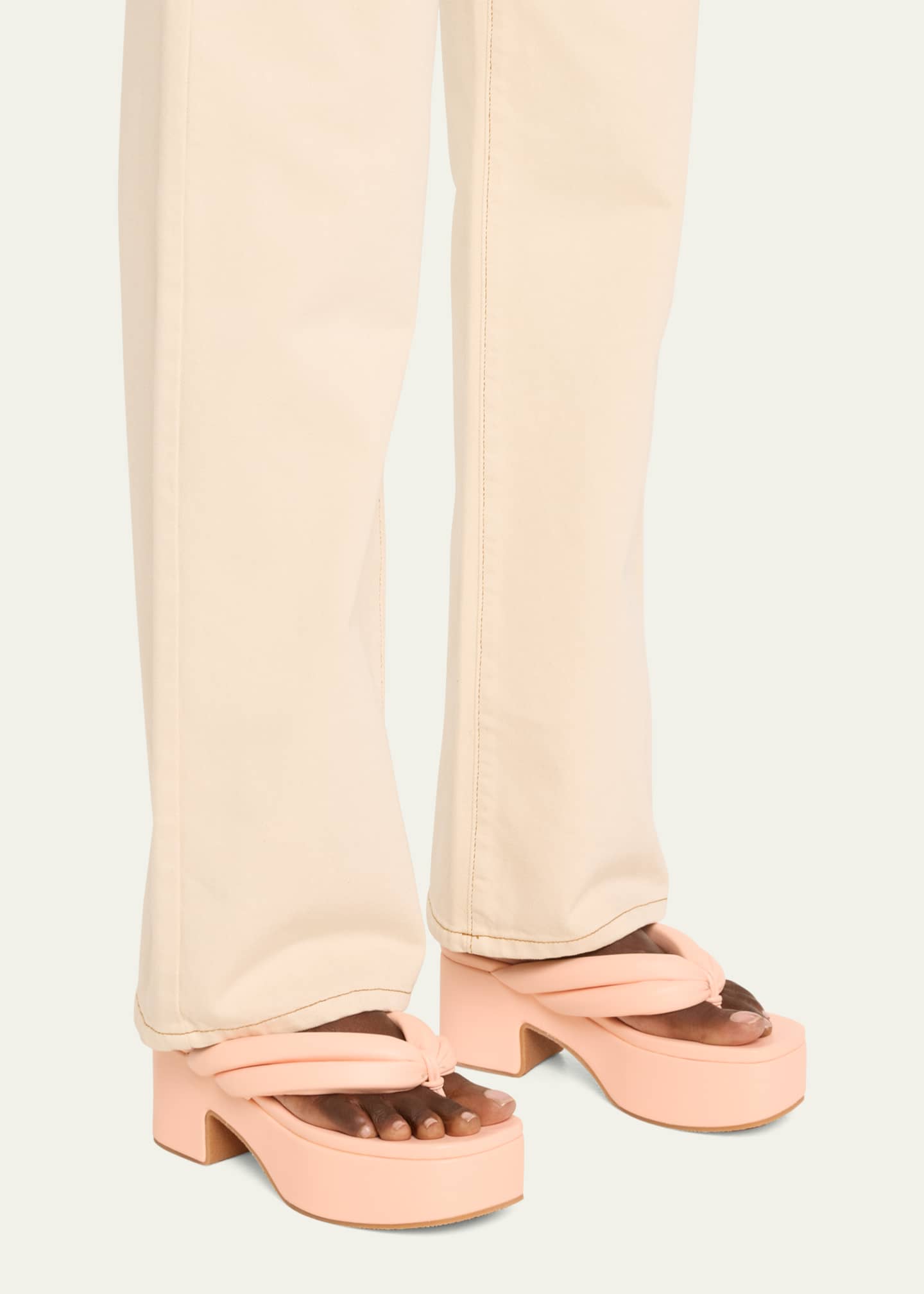 Dries Van Noten Padded Leather Thong Platform Sandals, Blush, Women's, 9.5b / 39.5EU, Sandals Thongs & Flip Flops