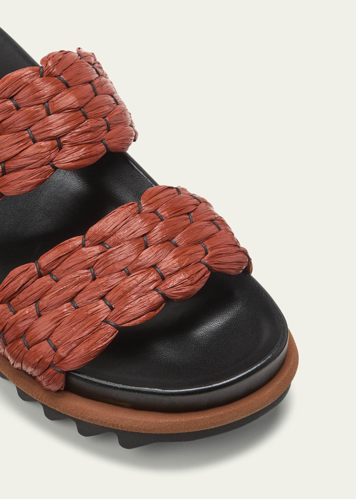 Dries Van Noten Woven Raffia Dual Band Comfort Sandals Bergdorf