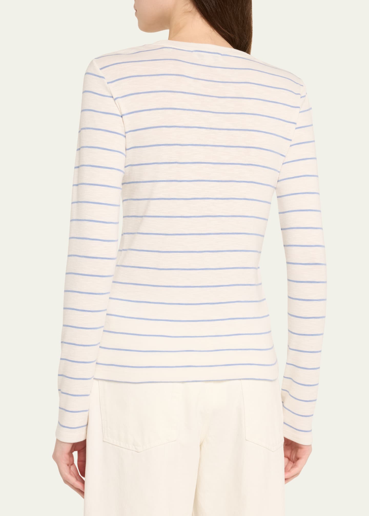 Vince Striped Long-Sleeve Crewneck T-Shirt Image 3 of 4