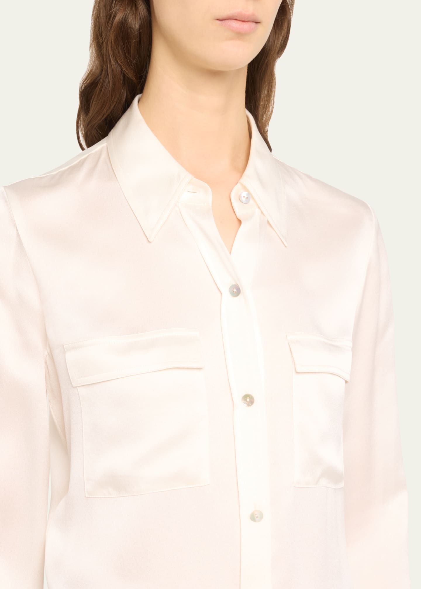 Vince Long-Sleeve Silk Pullover Polo Top - Bergdorf Goodman