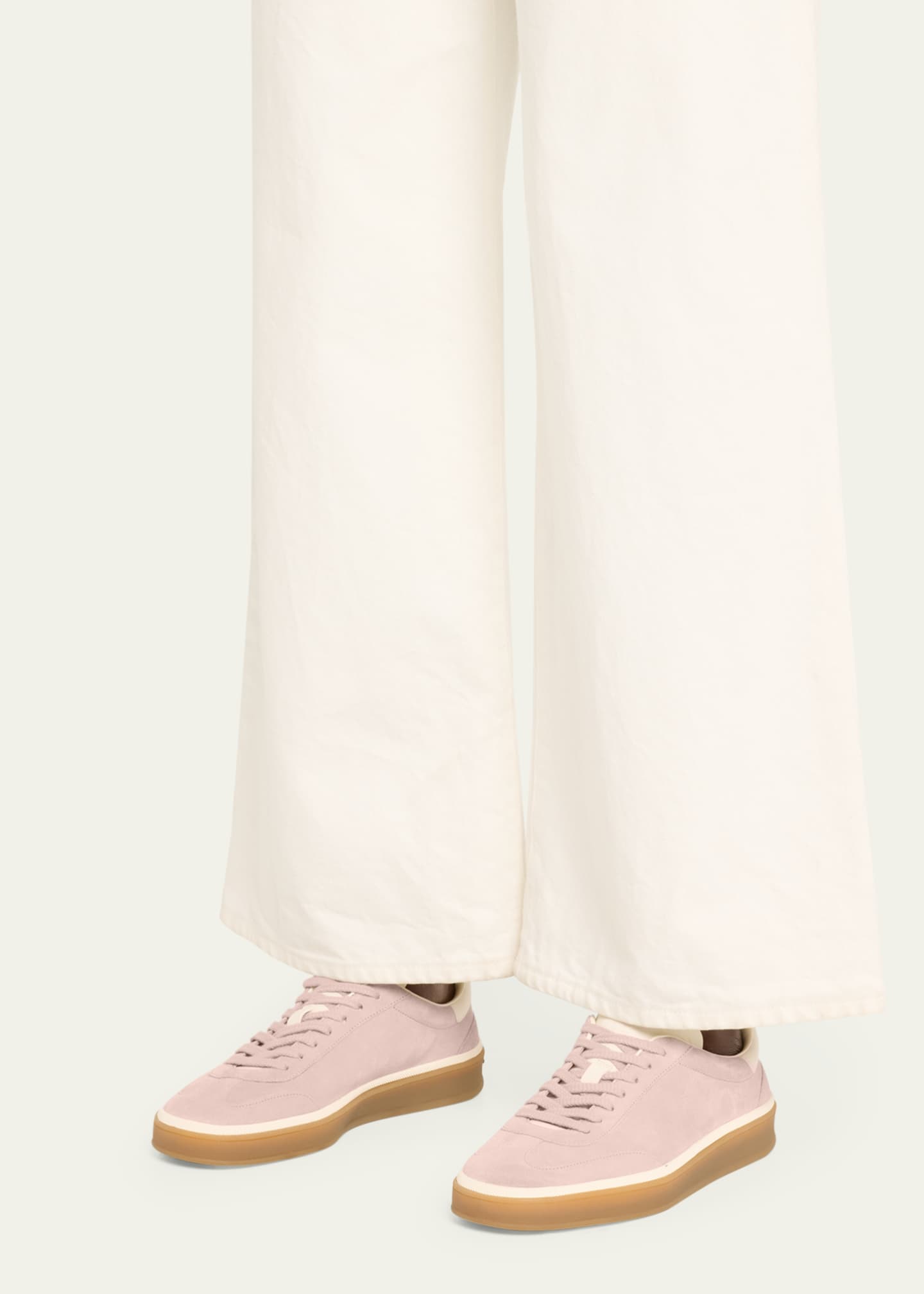 Loro Piana Mixed Leather Low-Top Tennis Sneakers Image 2 of 6