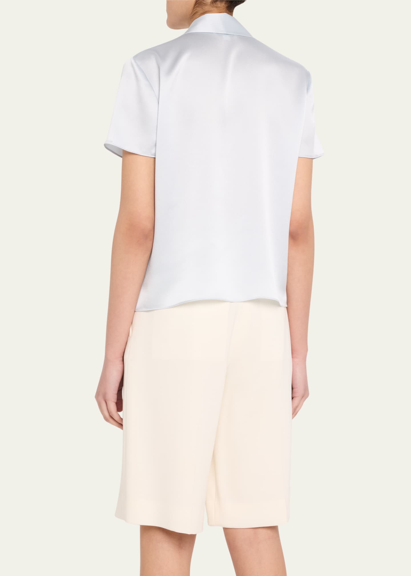 Vince Silk Charmeuse Short-Sleeve Polo Shirt Image 3 of 5