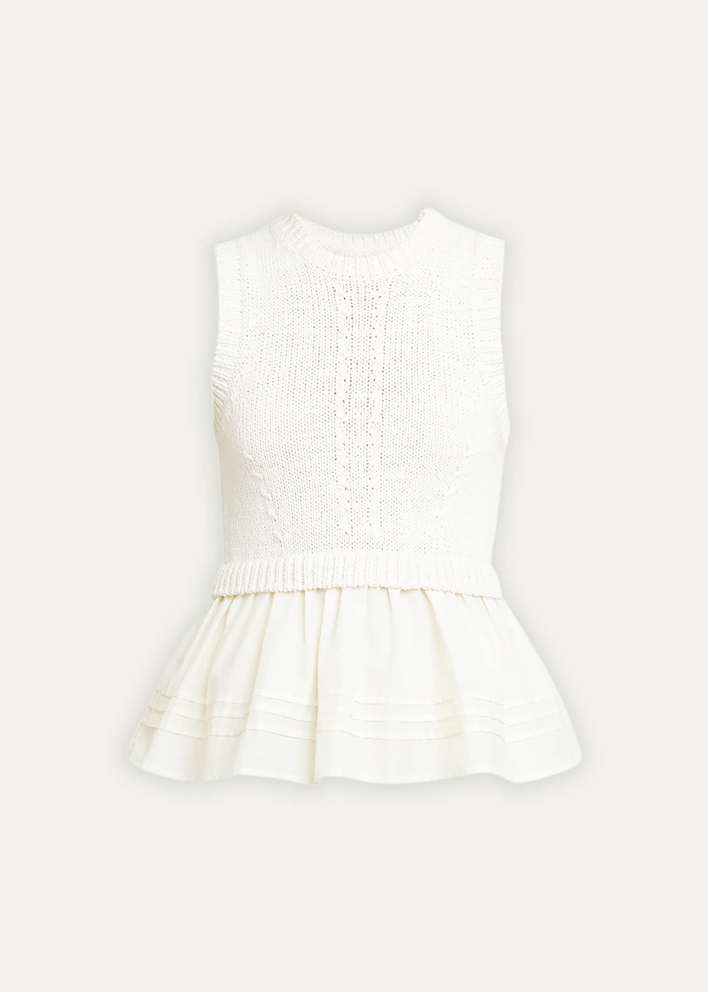 Ulla Johnson Edda Combo Knit Sleeveless Peplum Top Image 1 of 5