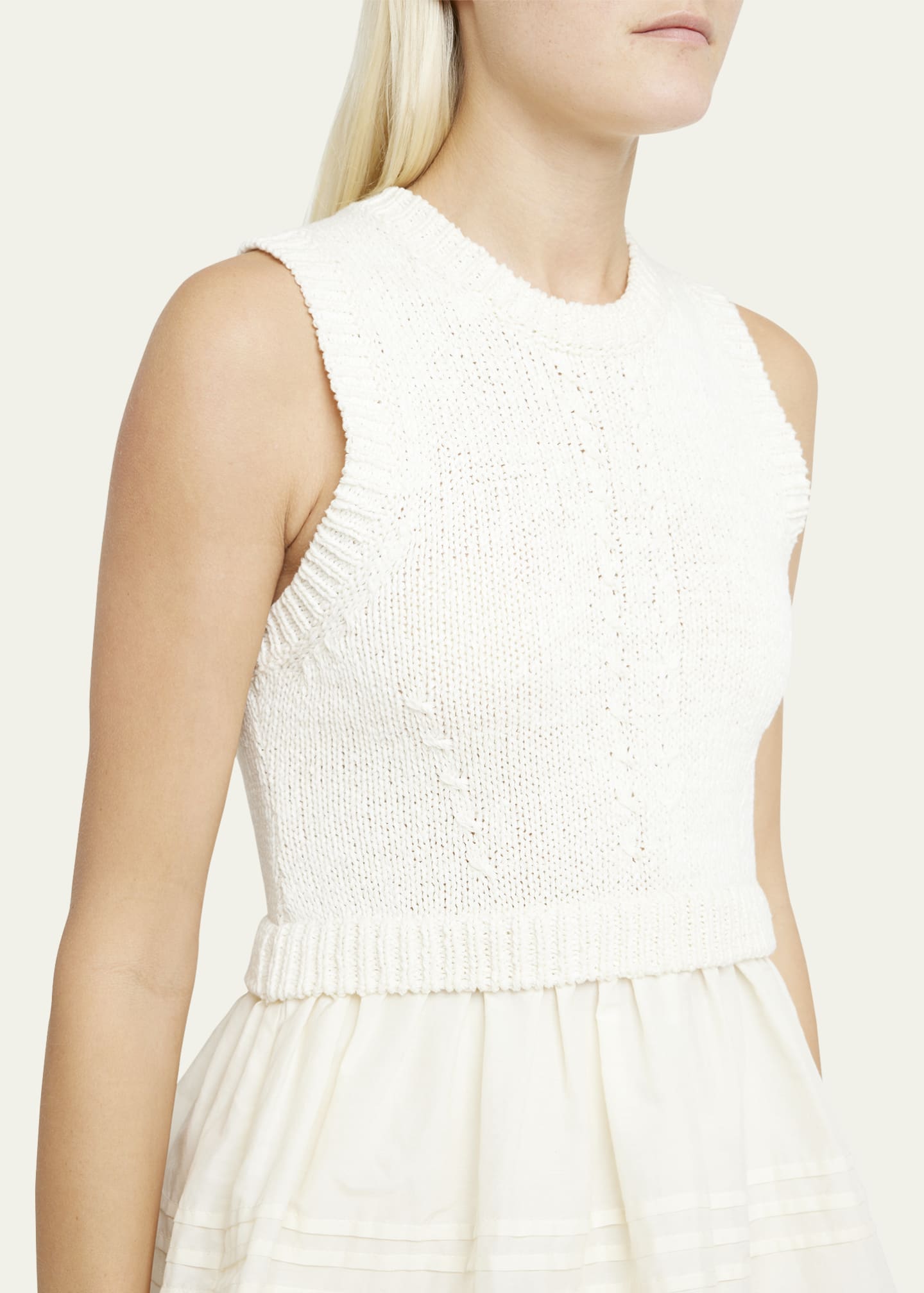 Ulla Johnson Edda Combo Knit Sleeveless Peplum Top Image 5 of 5