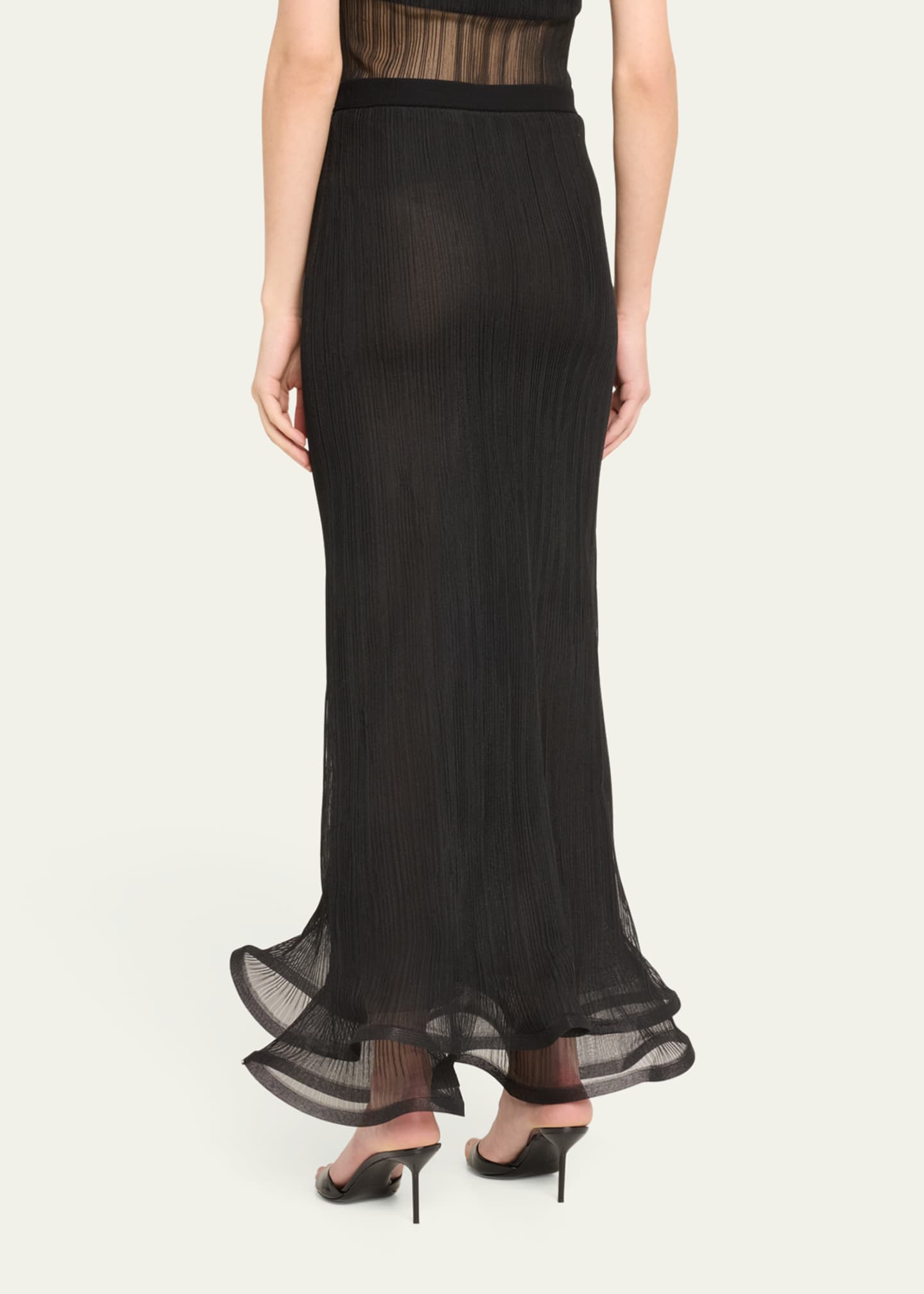 SIMKHAI Kelso Ruffled Plisse Maxi Skirt Image 3 of 5