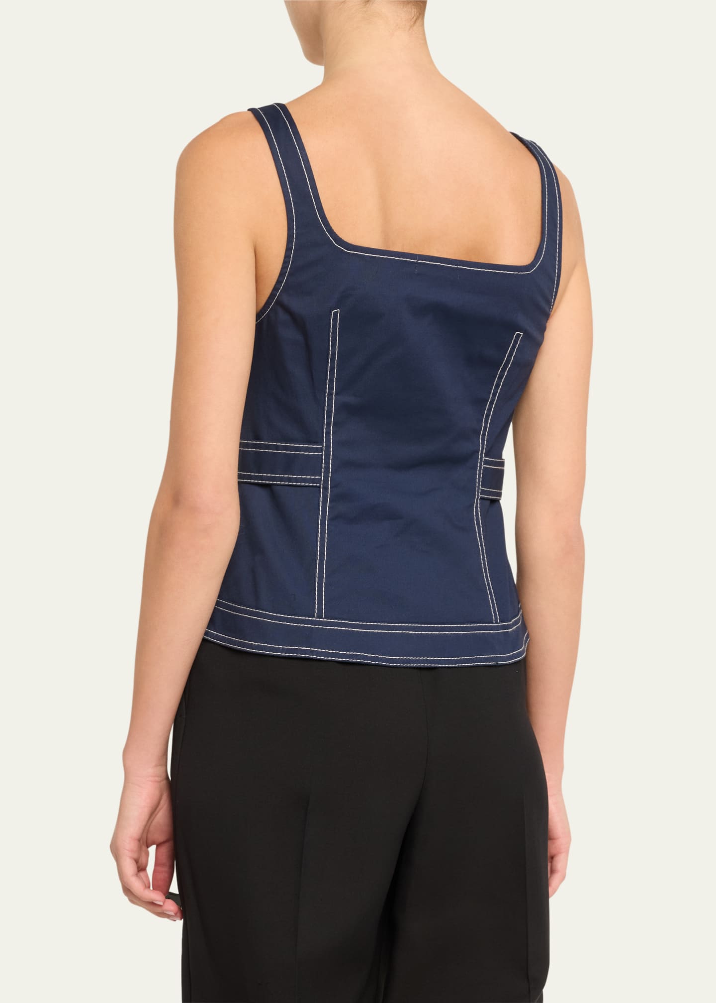 SIMKHAI Dolce Topstitched Sleeveless ZipUp Top Bergdorf Goodman