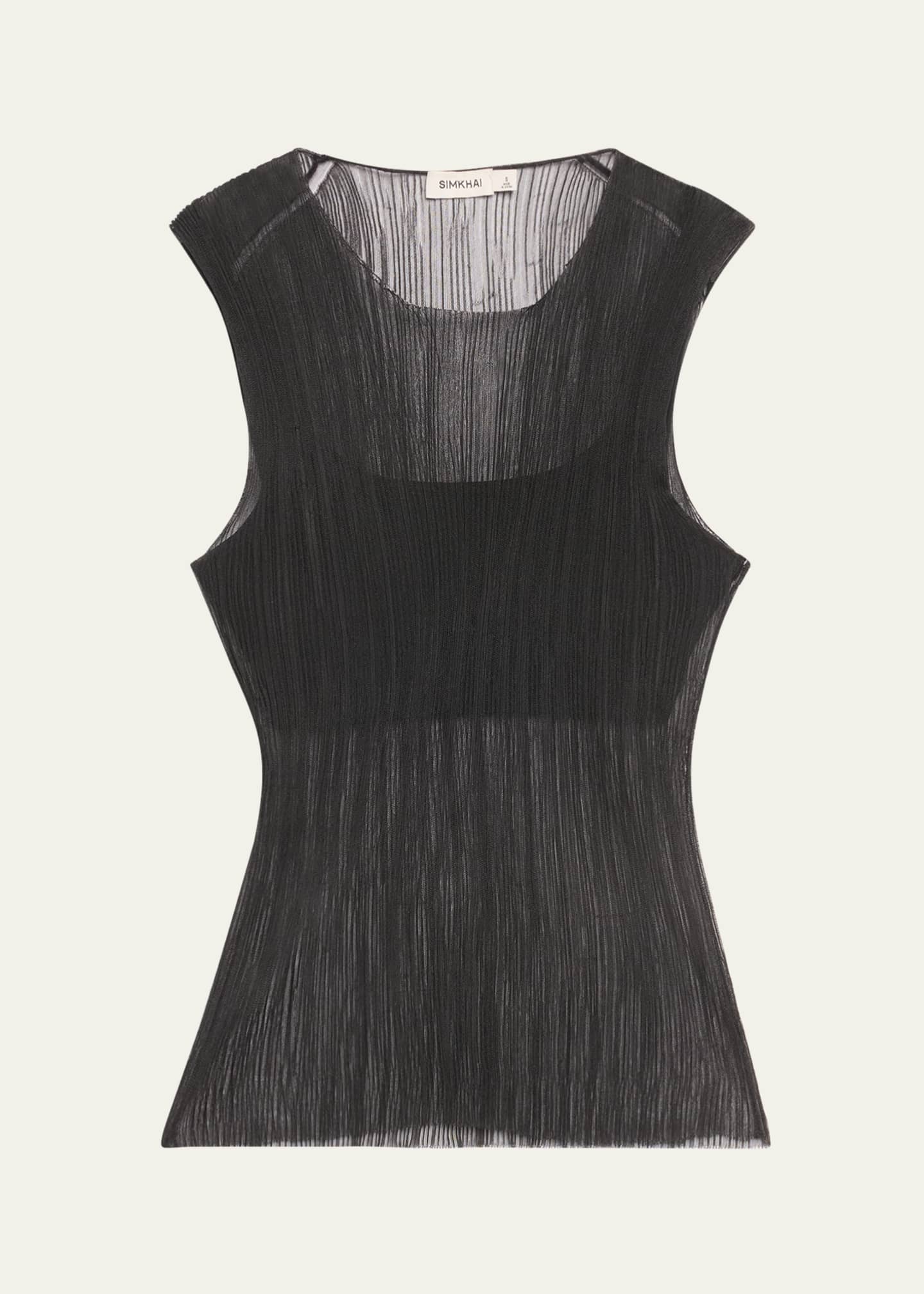 SIMKHAI Oakley Bralette Plise Knit Tank Top Image 1 of 5