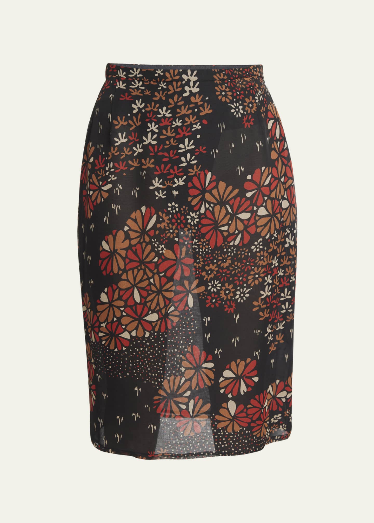Saint Laurent Floral Chiffon Pencil Skirt Image 1 of 5