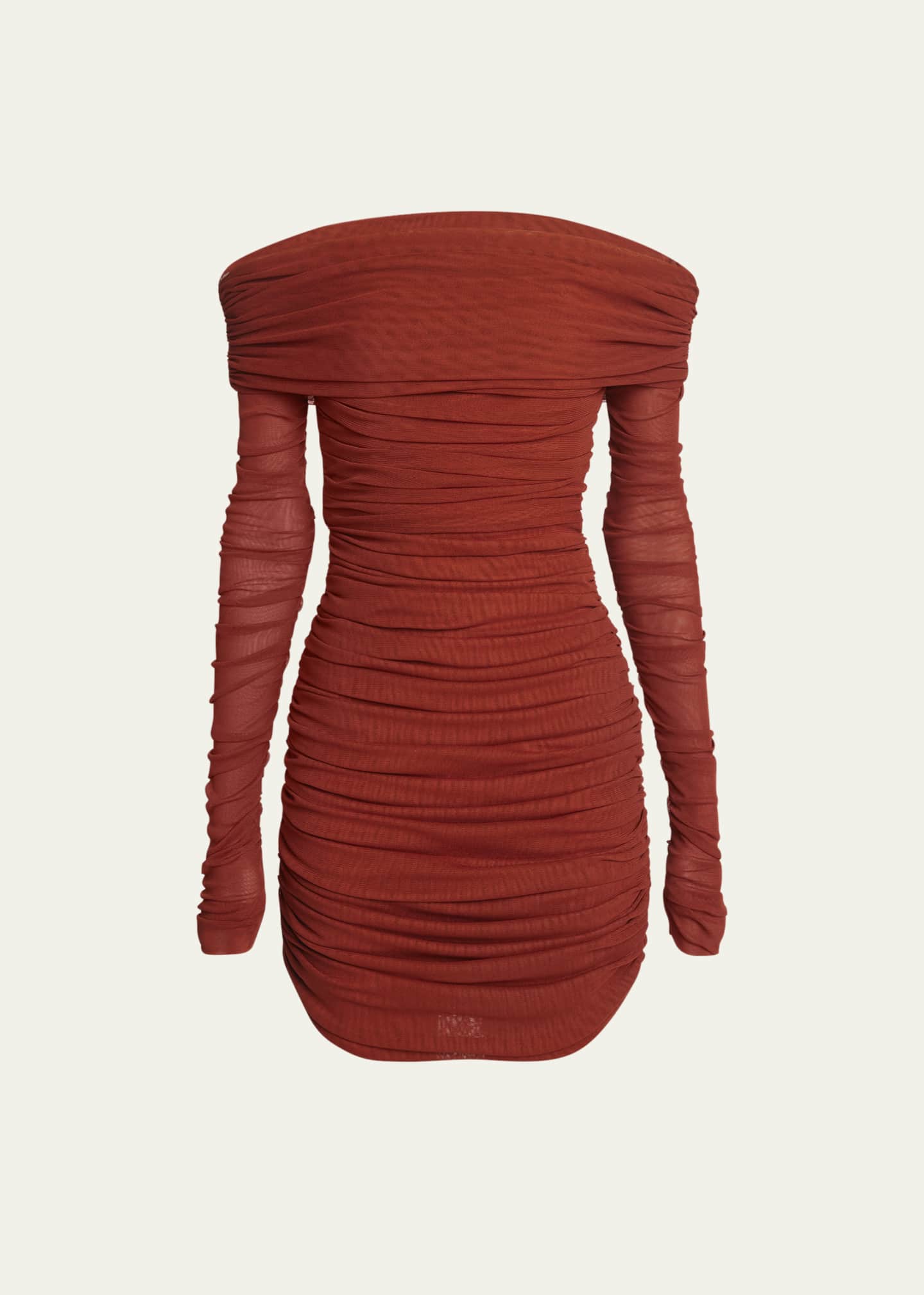 Saint Laurent Off-Shoulder Ruched Mini Dress Image 1 of 5