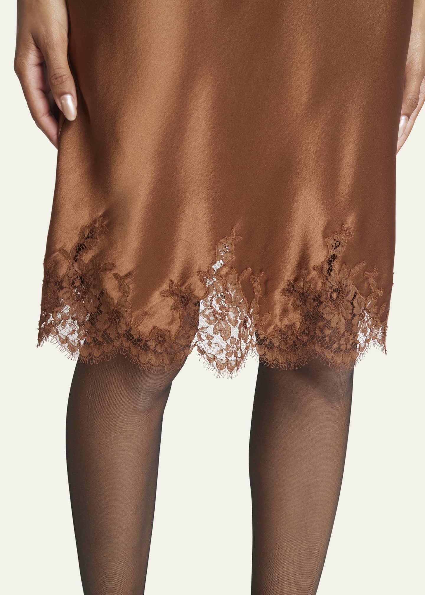 Saint Laurent Lace Trim Silk Skirt Baccara