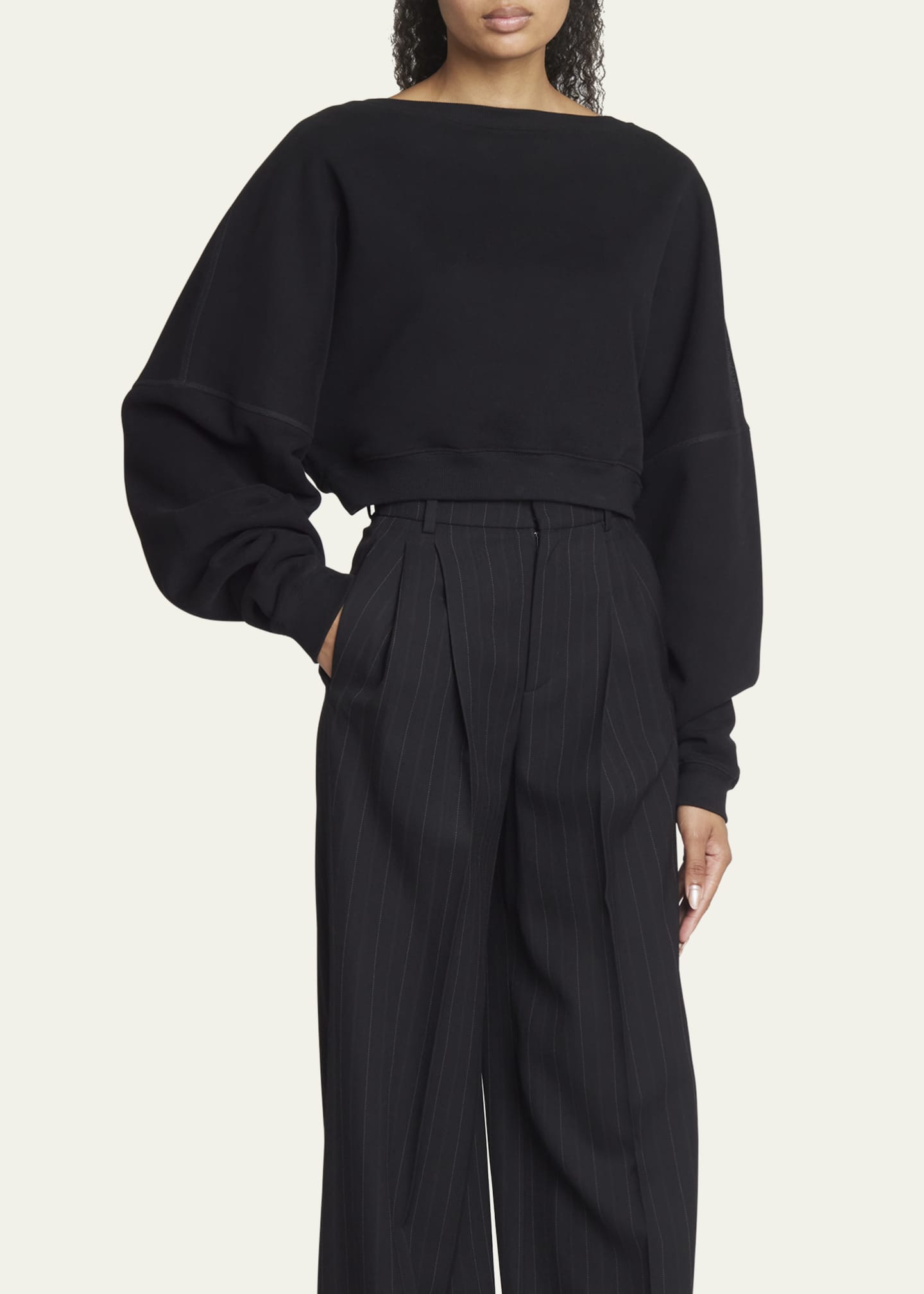 Saint Laurent Cropped Cotton Sweatshirt Bergdorf Goodman