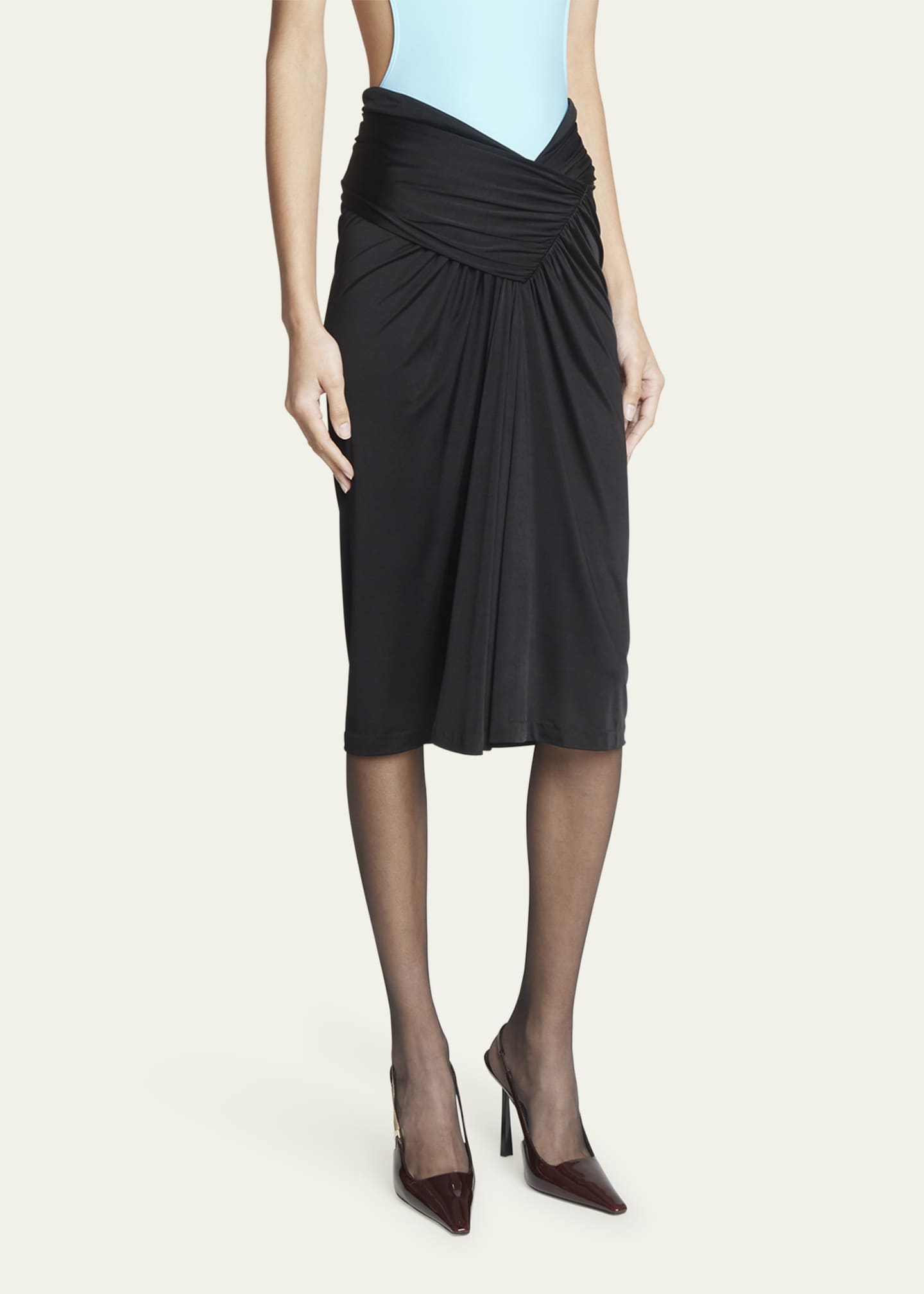 スカート Saint Laurent Skirts Saint Laurent V Jersey Ruched Skirt - Bergdorf Goodman