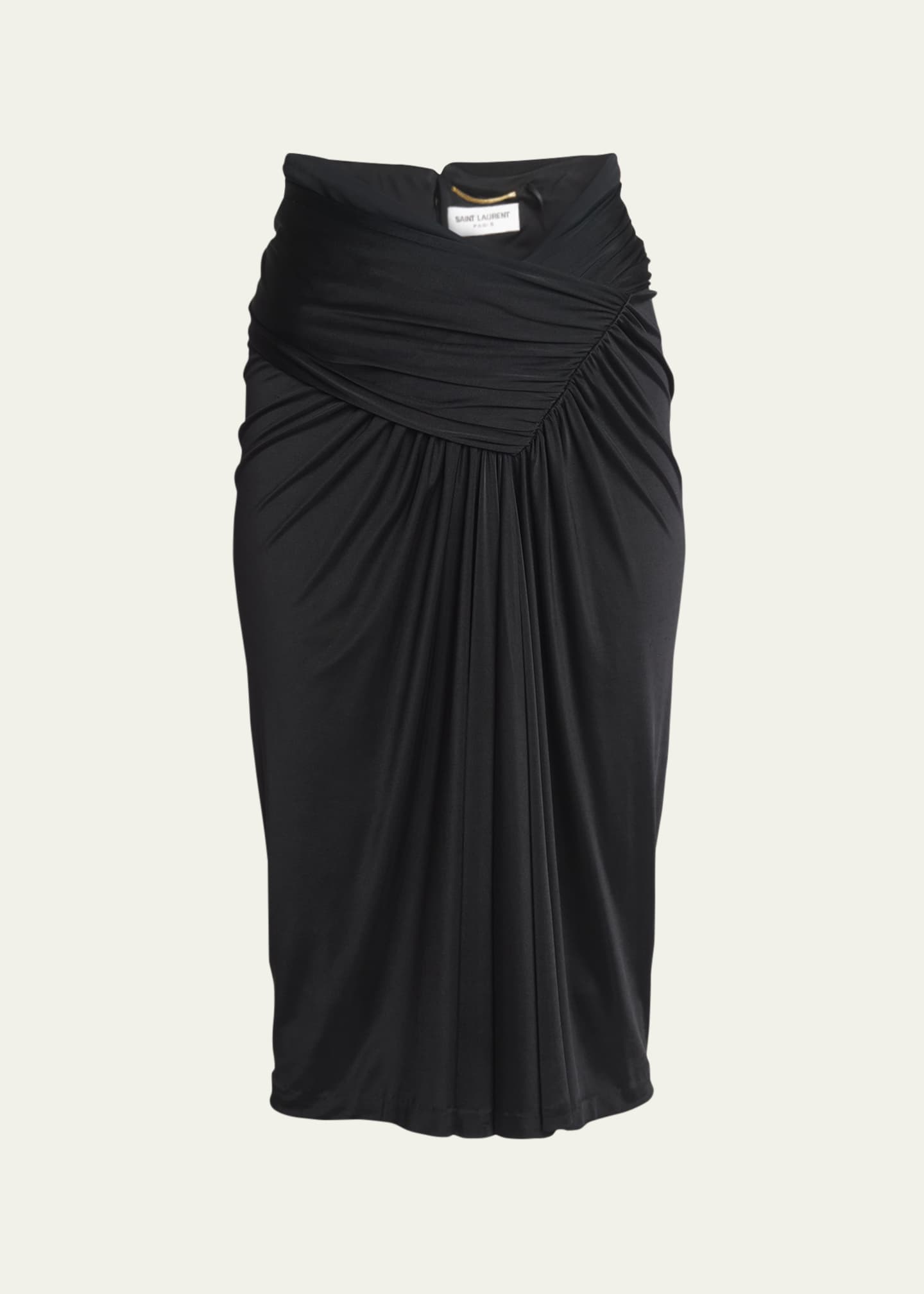 Saint Laurent V Jersey Ruched Skirt - Bergdorf Goodman
