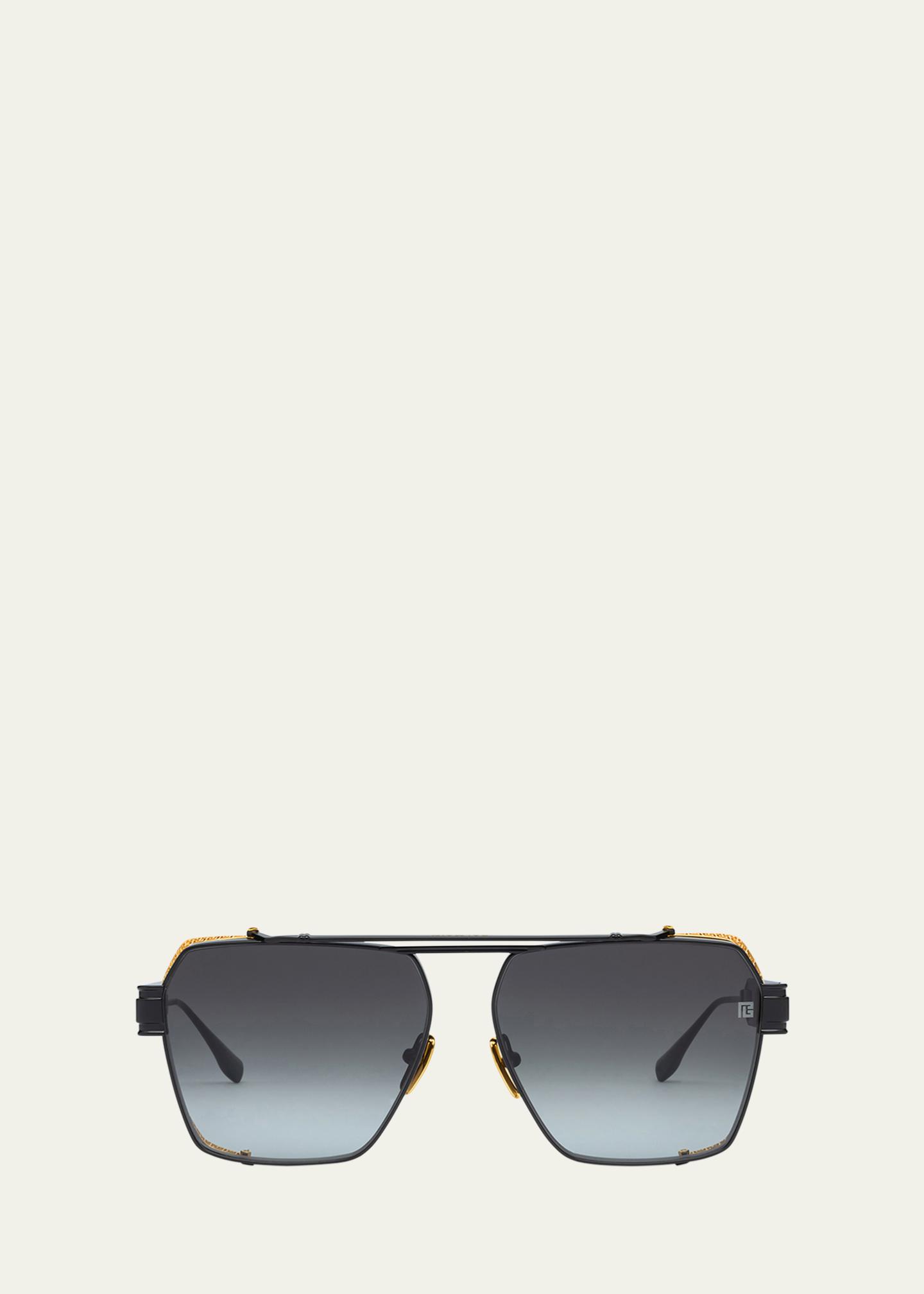 Balmain Premier Titanium Aviator Sunglasses - Bergdorf Goodman display picture 2