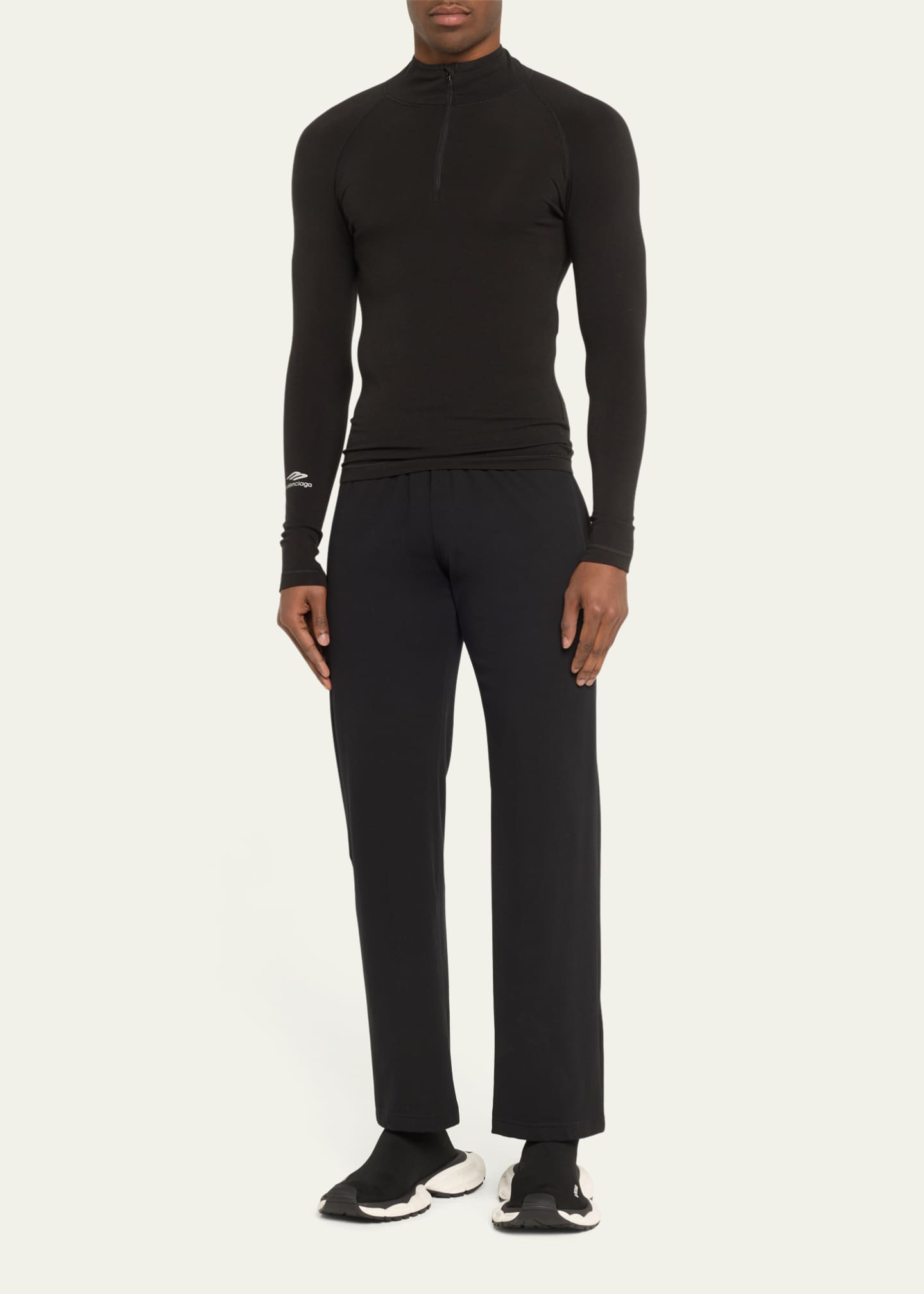Balenciaga Men's Ski Logo Print Thermal Base Layer Shirt Image 2 of 5