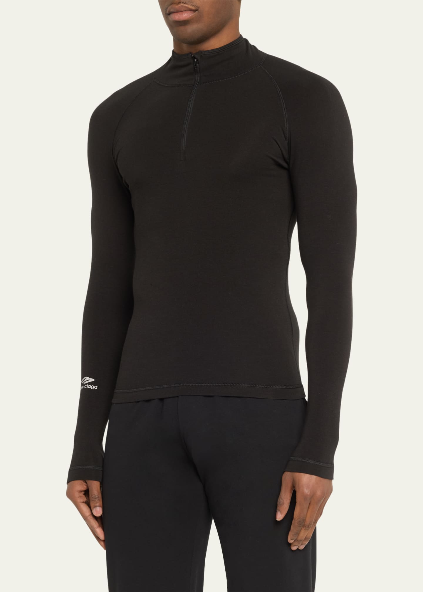 Balenciaga Men's Ski Logo Print Thermal Base Layer Shirt Image 4 of 5