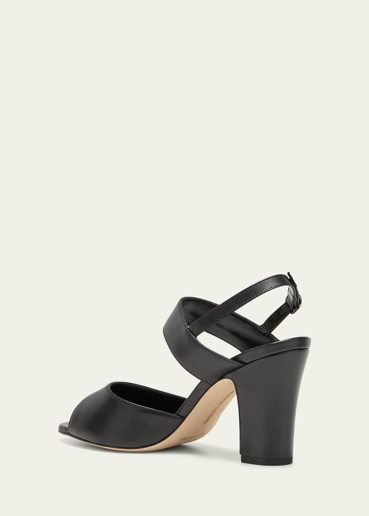 Manolo Blahnik Khiko Leather Peep-Toe Slingback Sandals Image 2 of 4