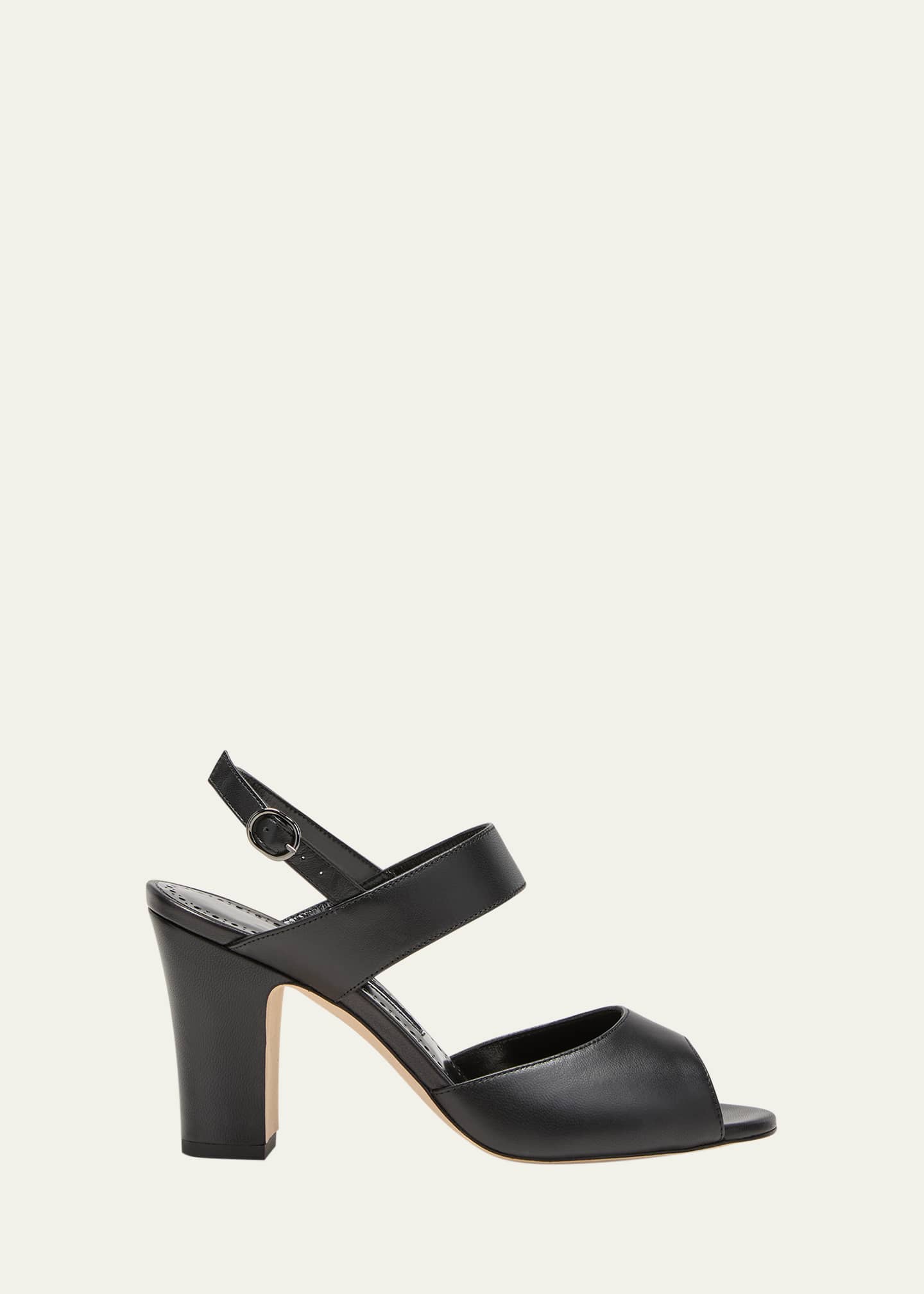 Manolo Blahnik Women s Khiko 90mm Leather Sandals Black Size 12