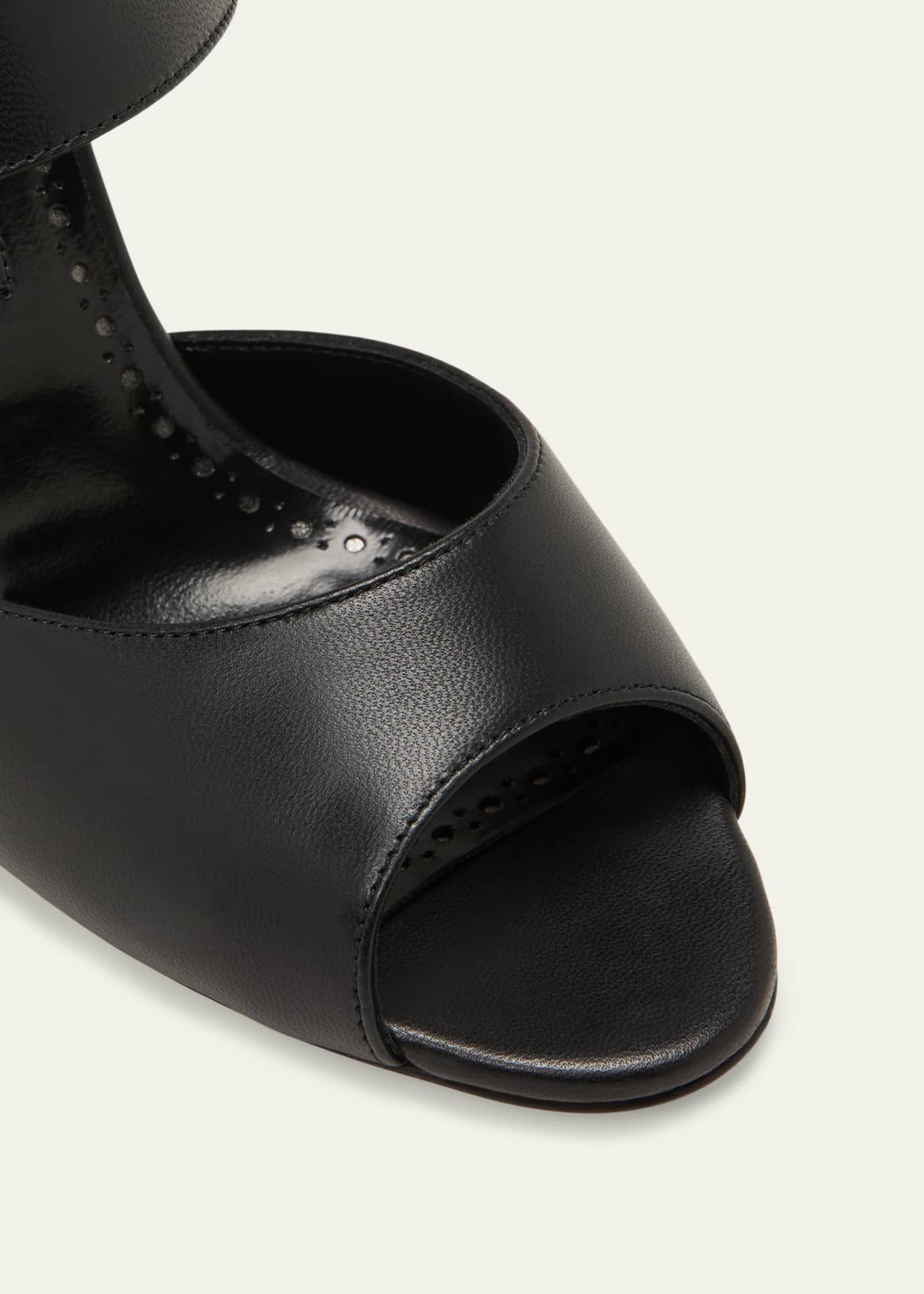 Manolo Blahnik Khiko Leather Peep-Toe Slingback Sandals Image 3 of 4