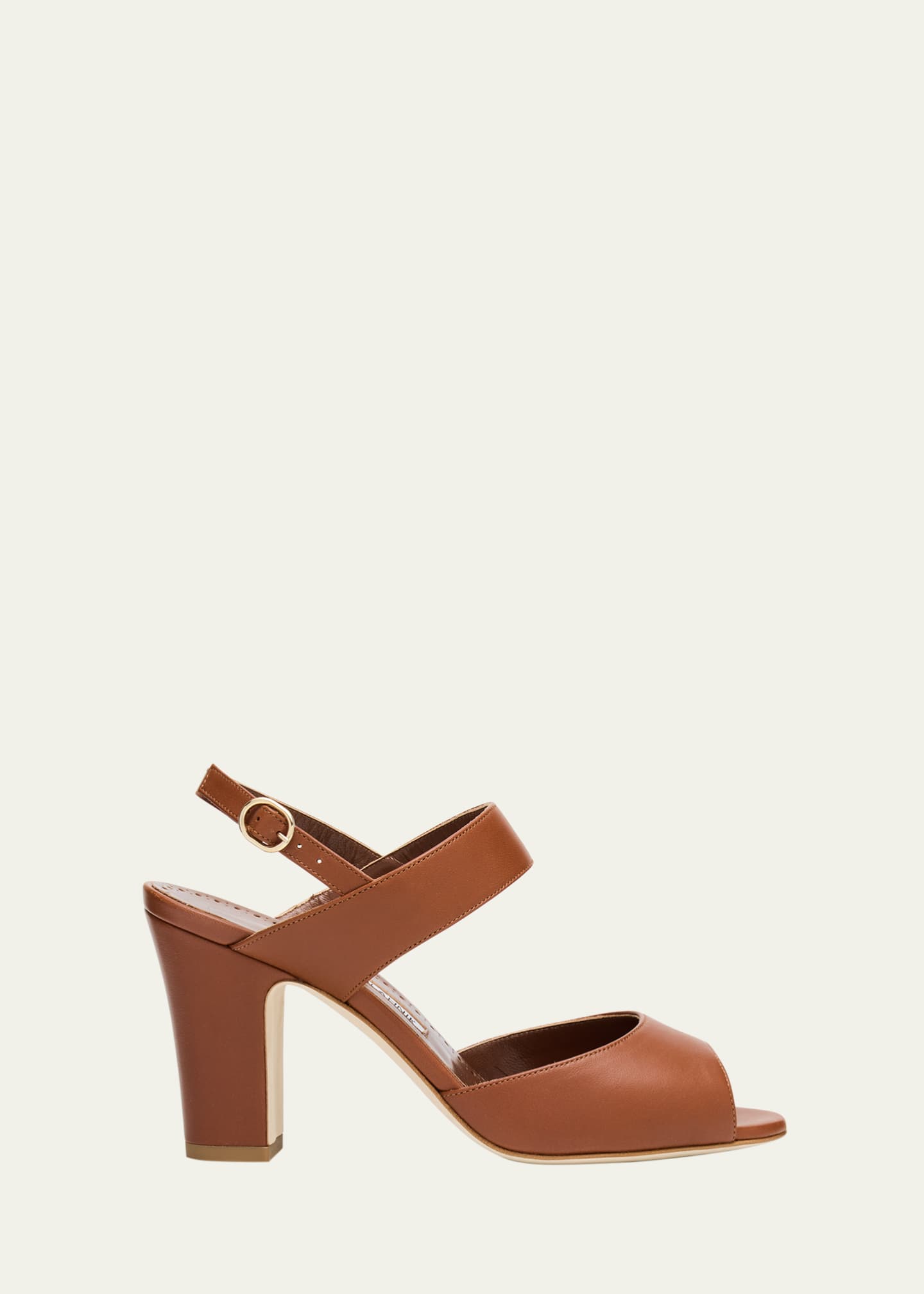 Manolo Blahnik Khiko Leather Peep-Toe Slingback Sandals - Bergdorf